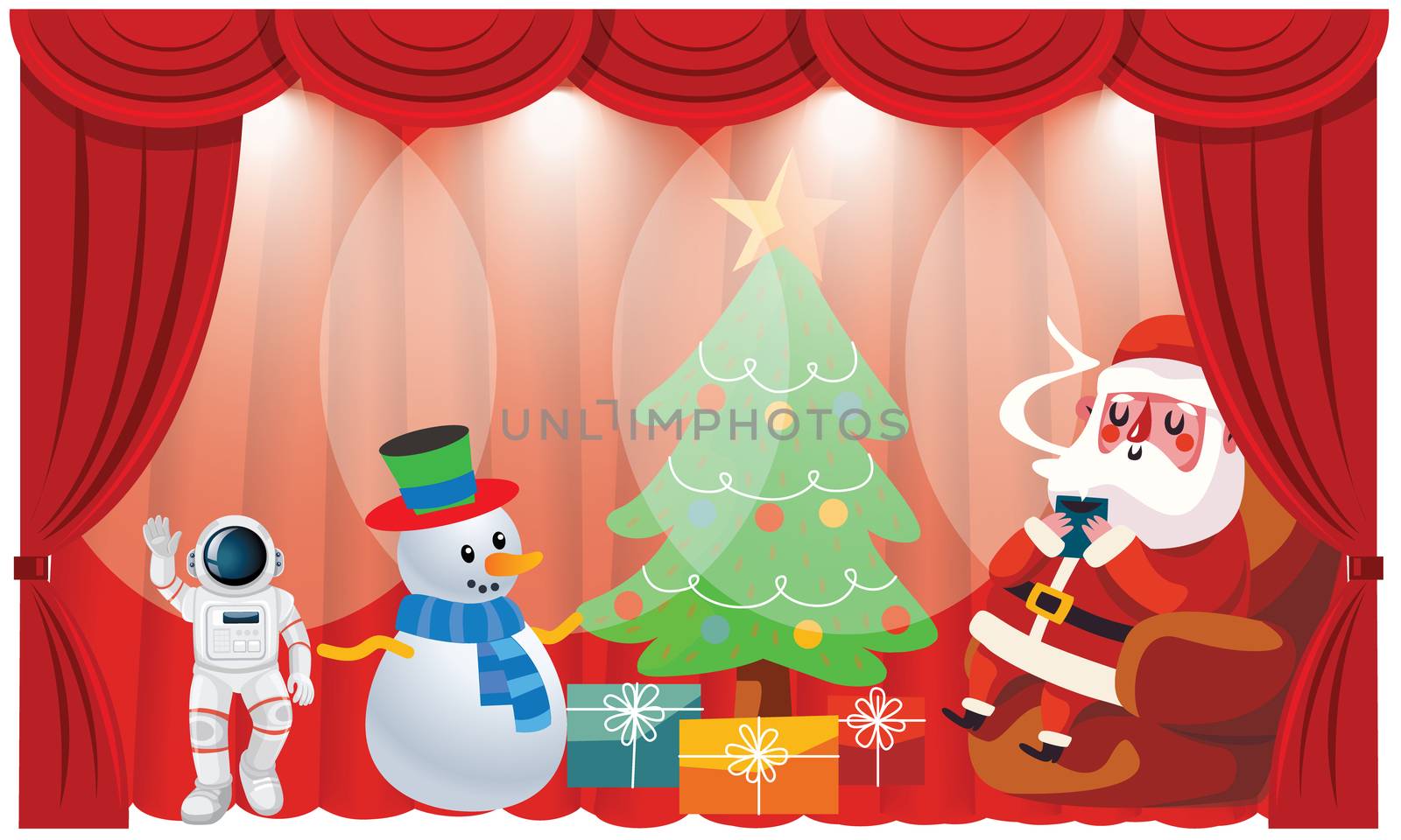 santa and snowman enjoy a party in new year by aanavcreationsplus