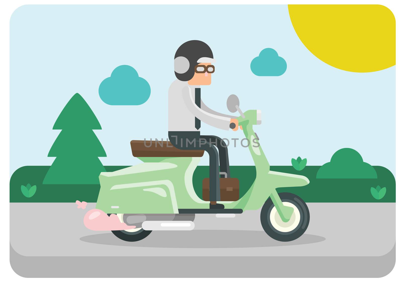 a man is going to office on vehicle by aanavcreationsplus