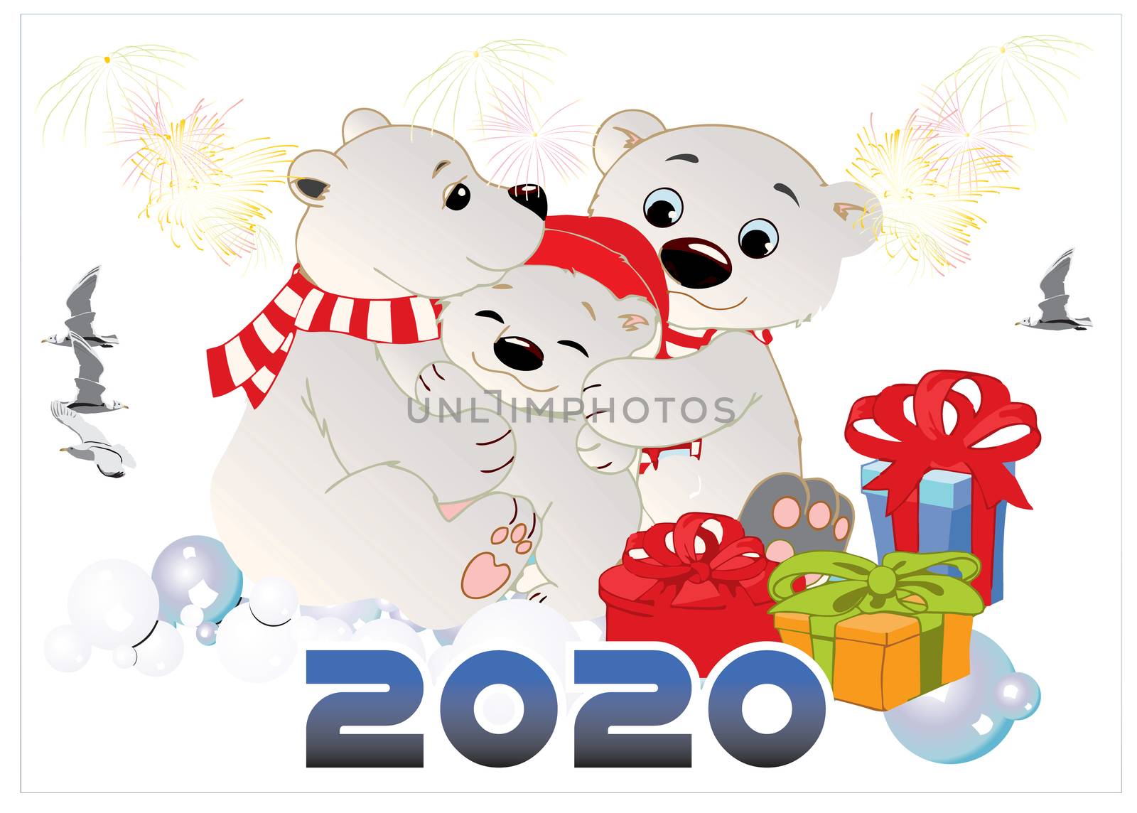 animals are enjoying the new year with gifts by aanavcreationsplus