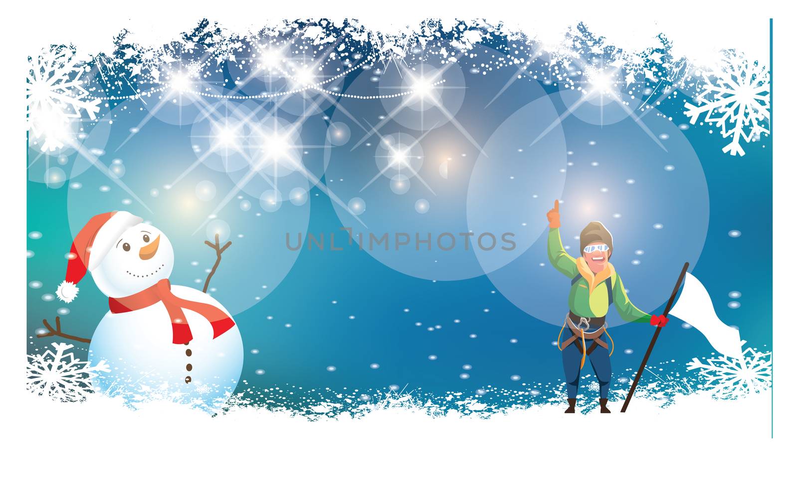 Snowman and a man in Snow by aanavcreationsplus