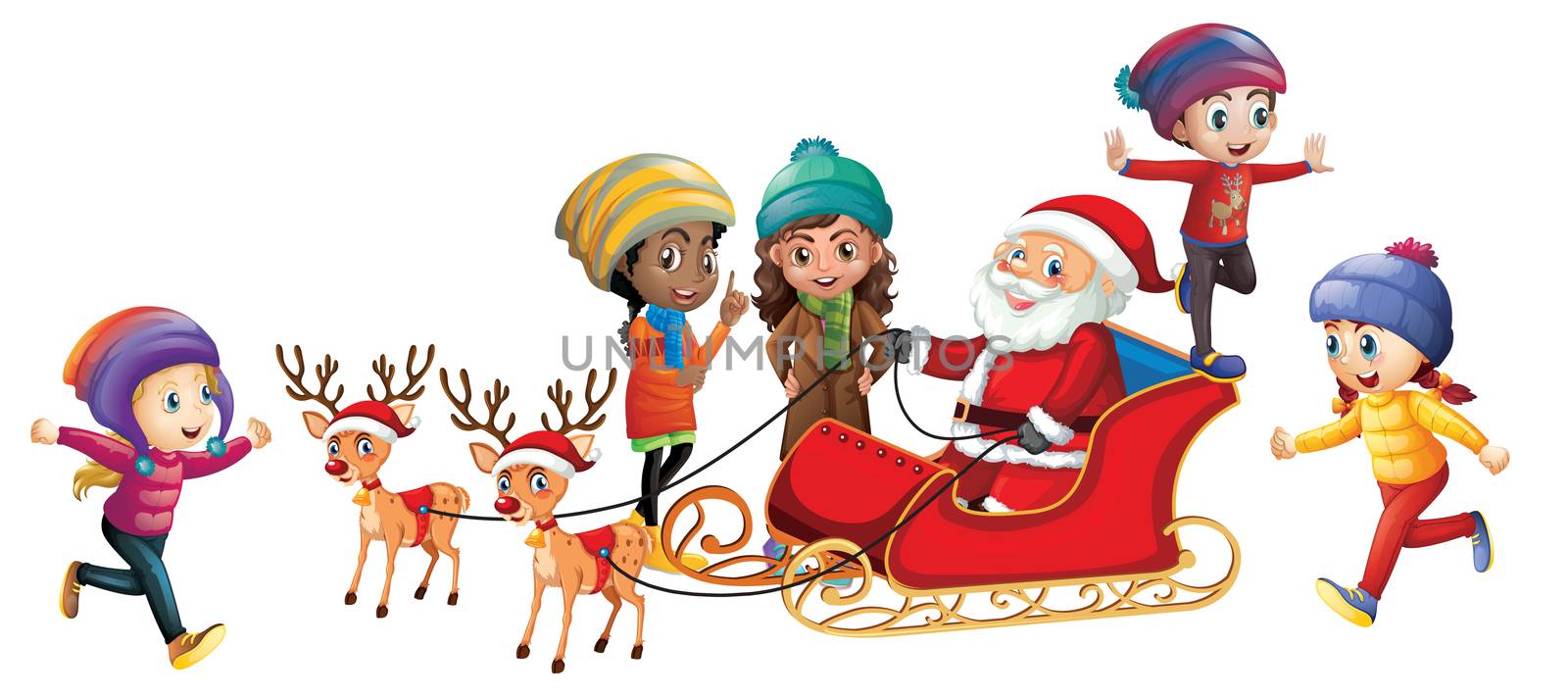 santa is distribute the gifts to kids by aanavcreationsplus