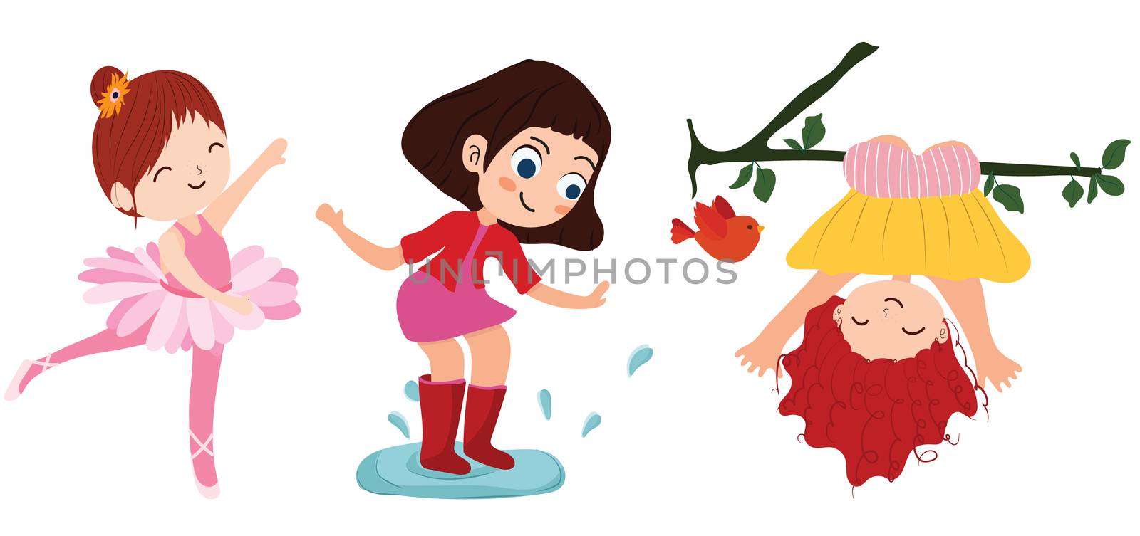 little girls are playing in garden by aanavcreationsplus