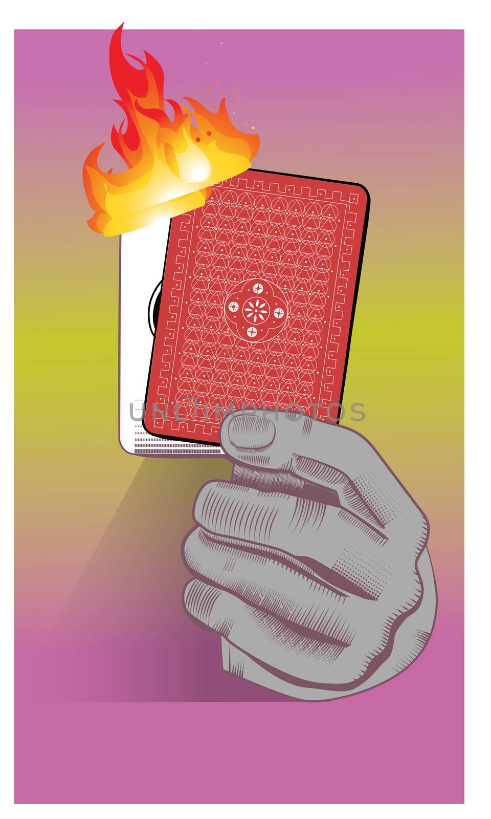 playing card is burning in hand by aanavcreationsplus