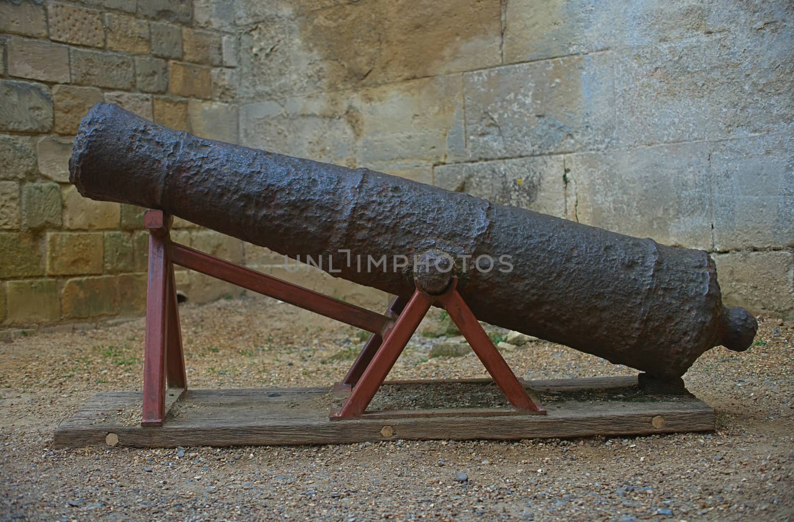 Side view on old naval antique cannon