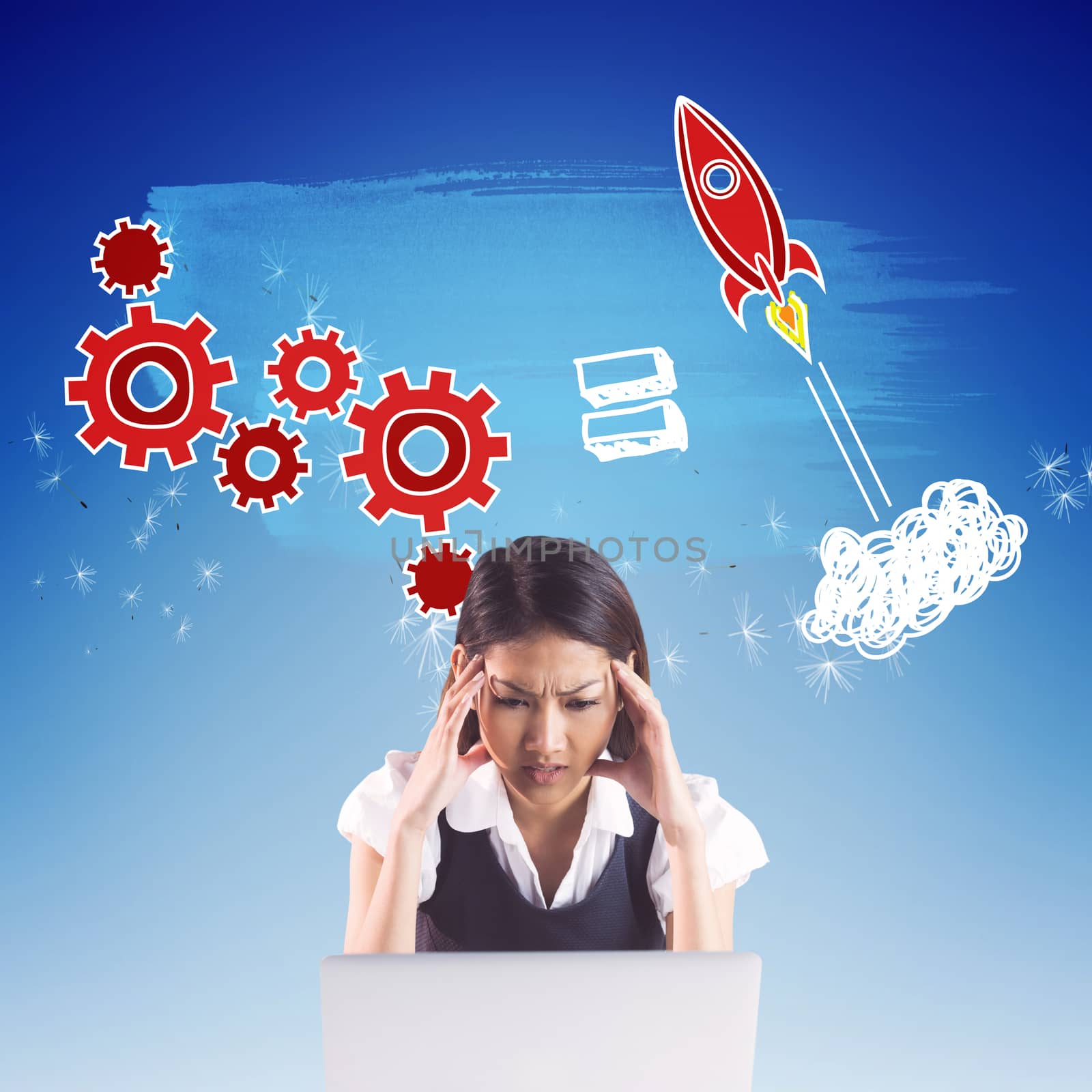 Composite image of nervous businesswoman using a laptop by Wavebreakmedia