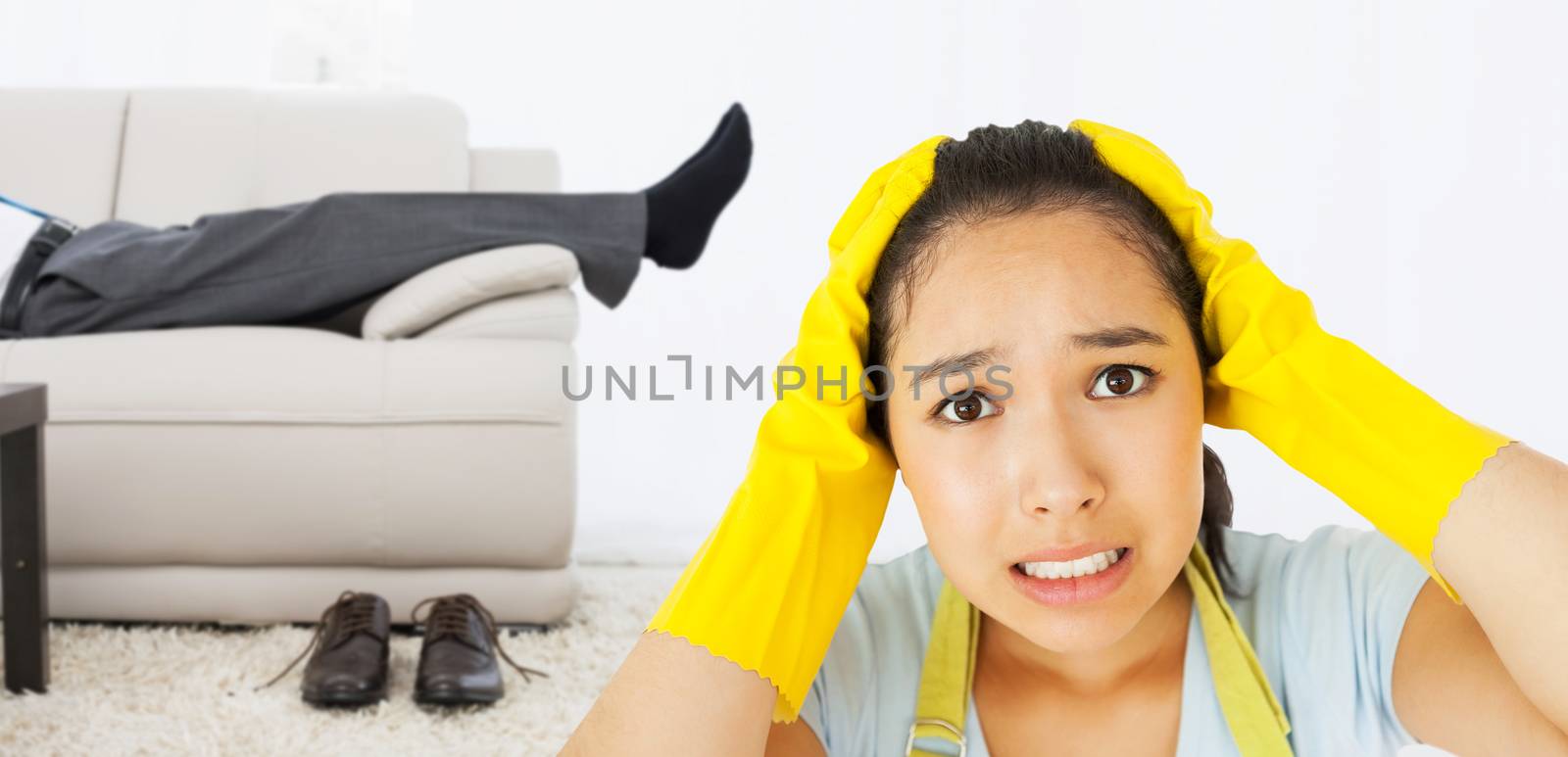 Composite image of stressed out woman by Wavebreakmedia
