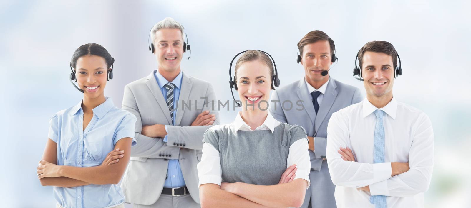 Composite image of portrait of business people standing with arms crossed by Wavebreakmedia