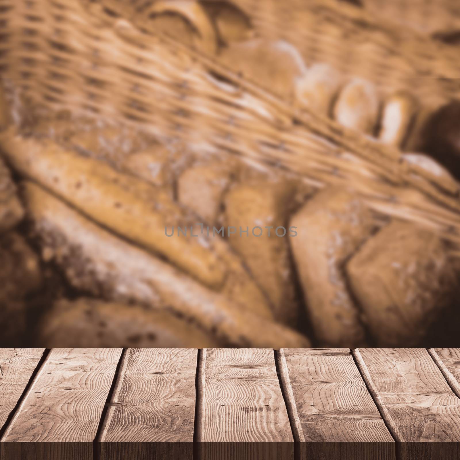 Composite image of wooden table by Wavebreakmedia
