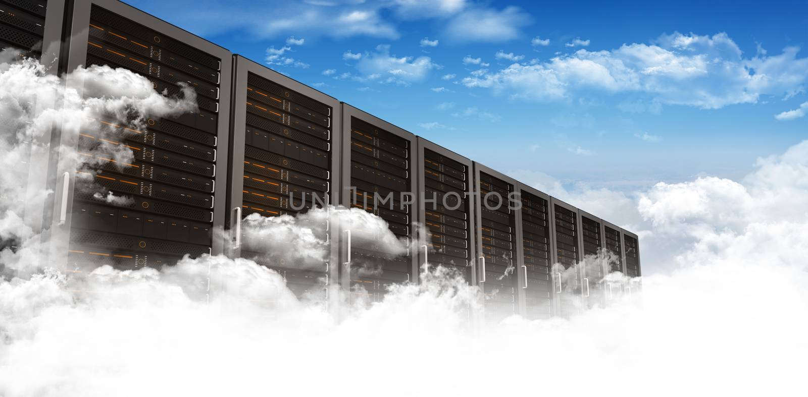 Composite image of server towers by Wavebreakmedia