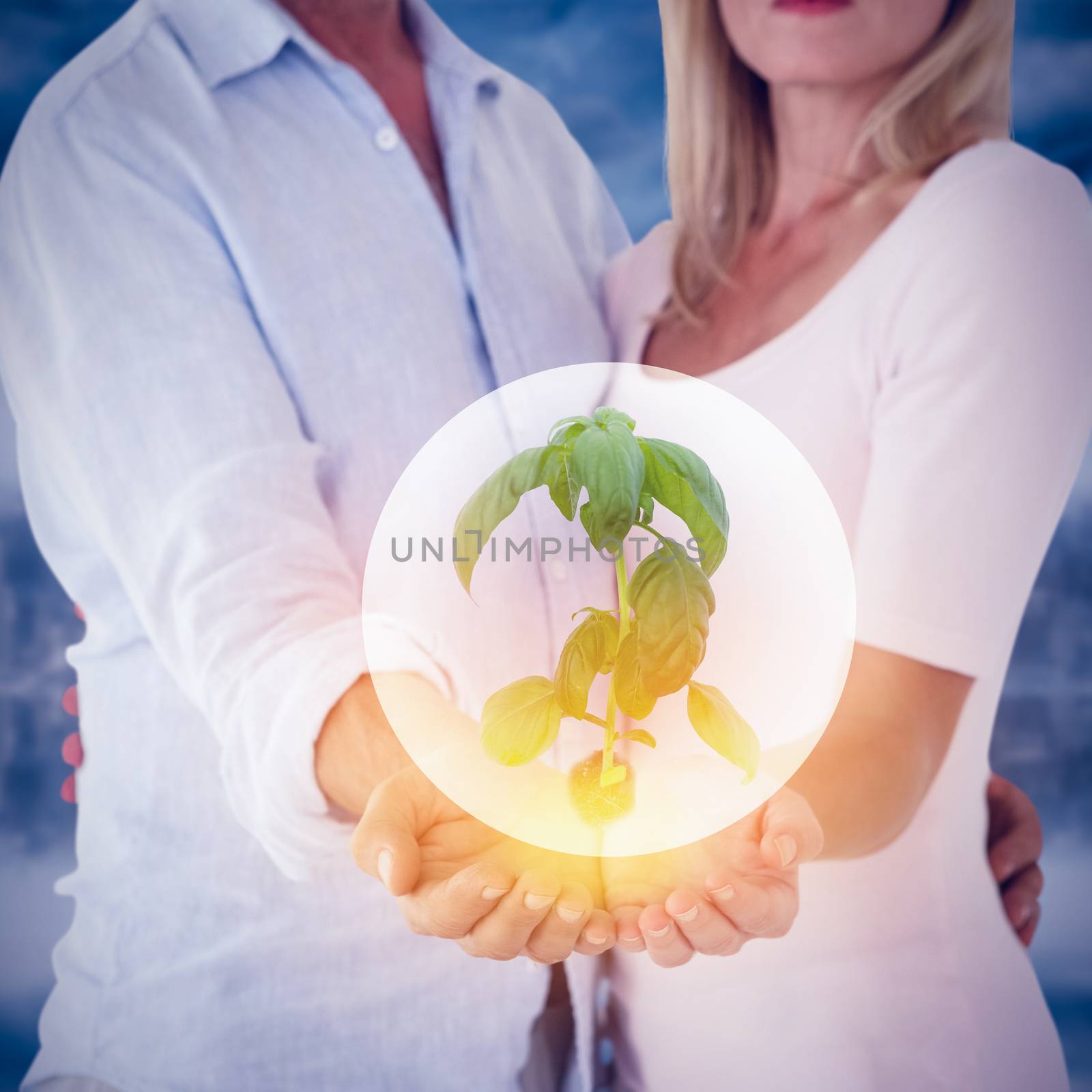 Composite image of scientist holding basil plant by Wavebreakmedia