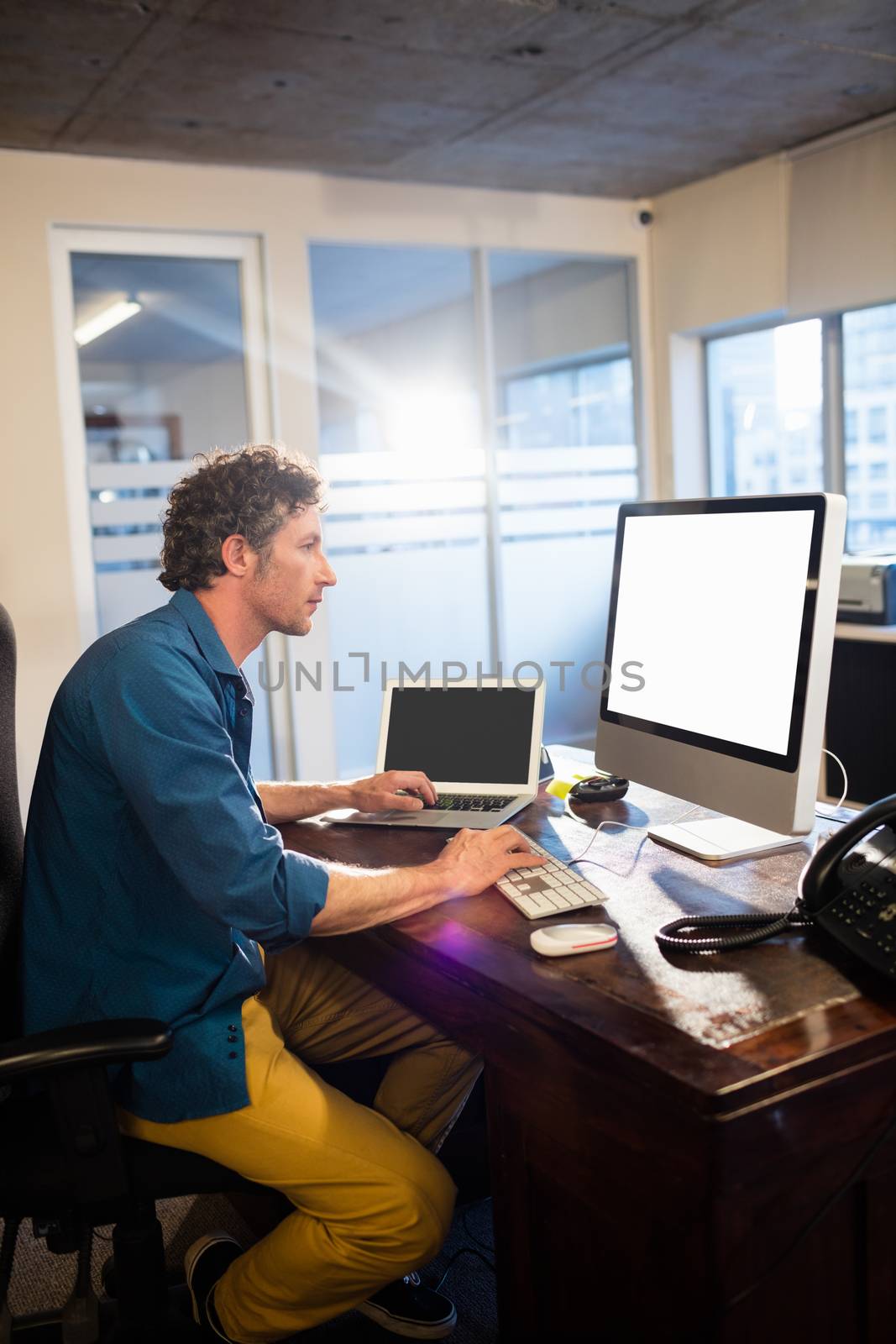 Businessman using technology in the office