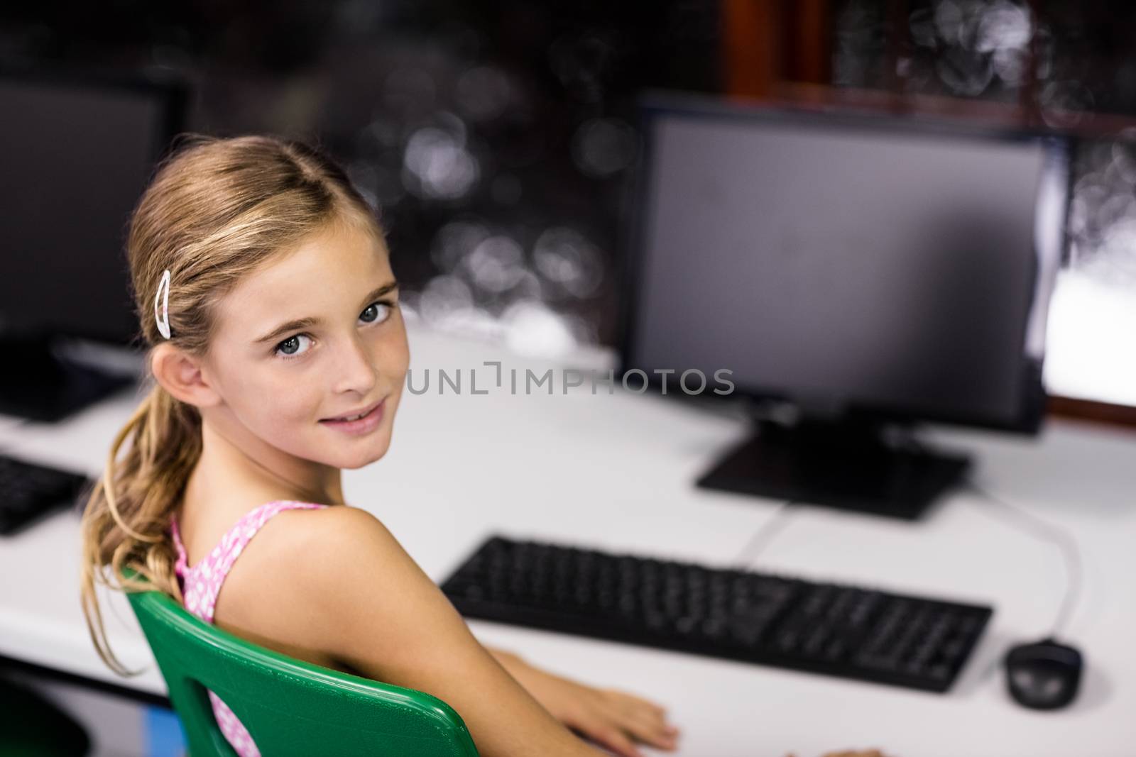 Children using technology at school