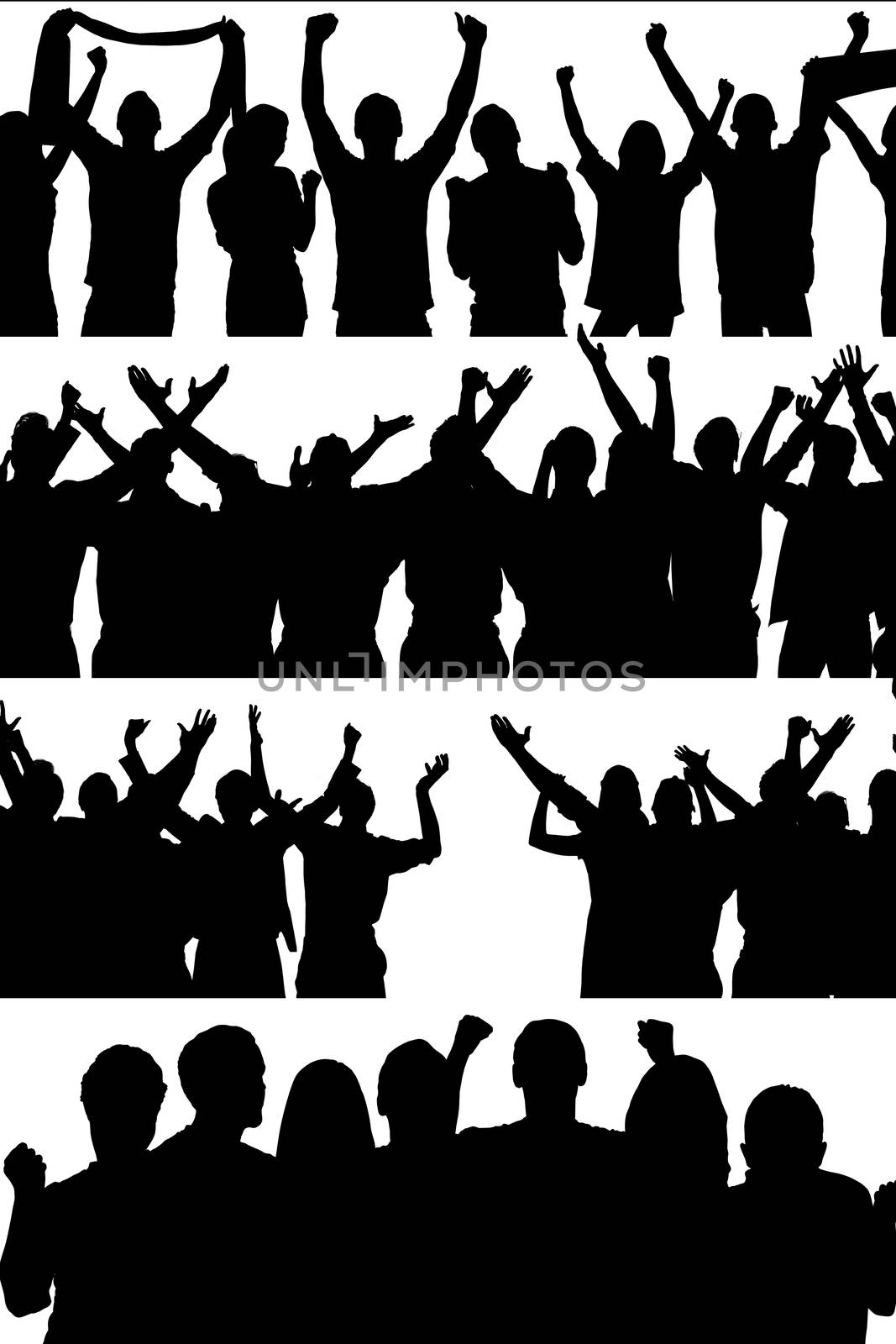 Composite image of people enjoying together in a white background