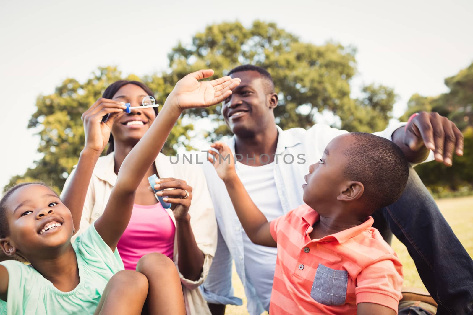 Happy family enjoying together at park