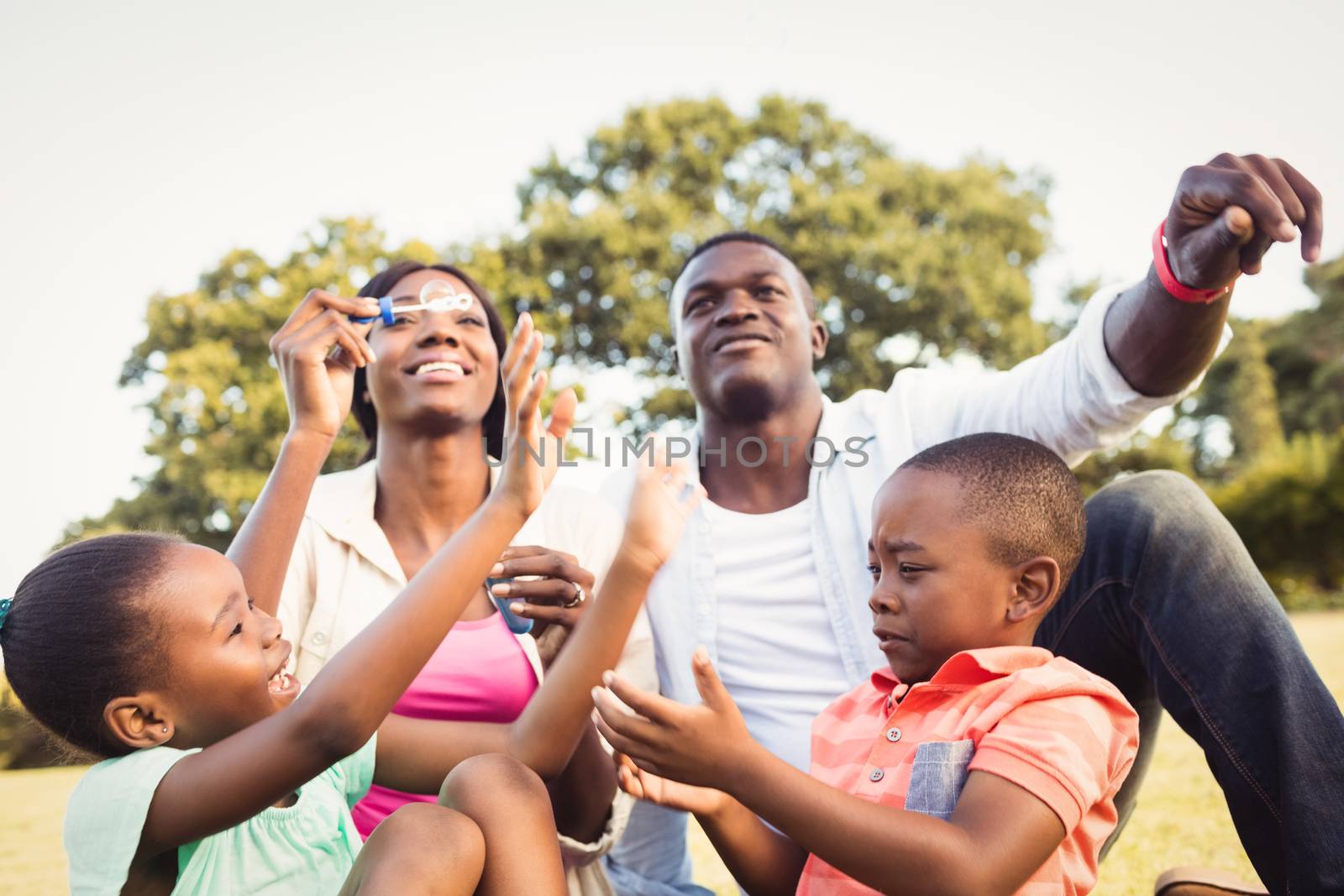 Happy family enjoying together at park