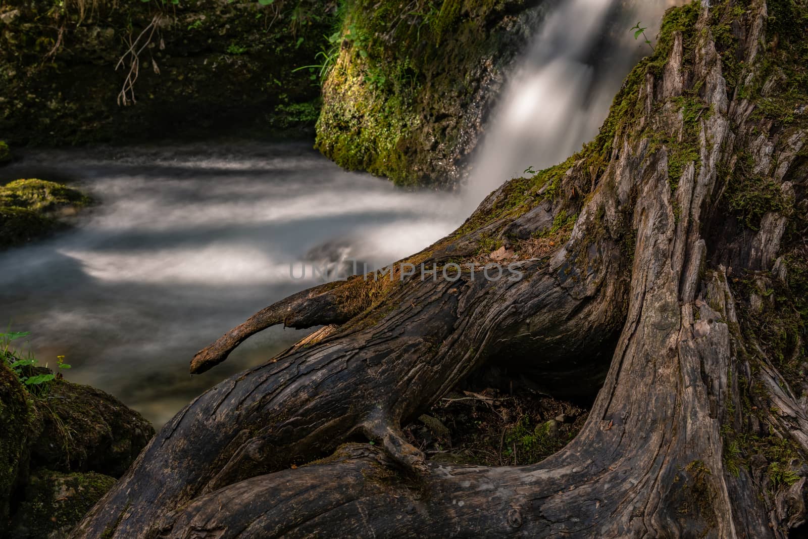 The beautiful Hinanger waterfall, a popular hike in the Allgau near Sonthofen