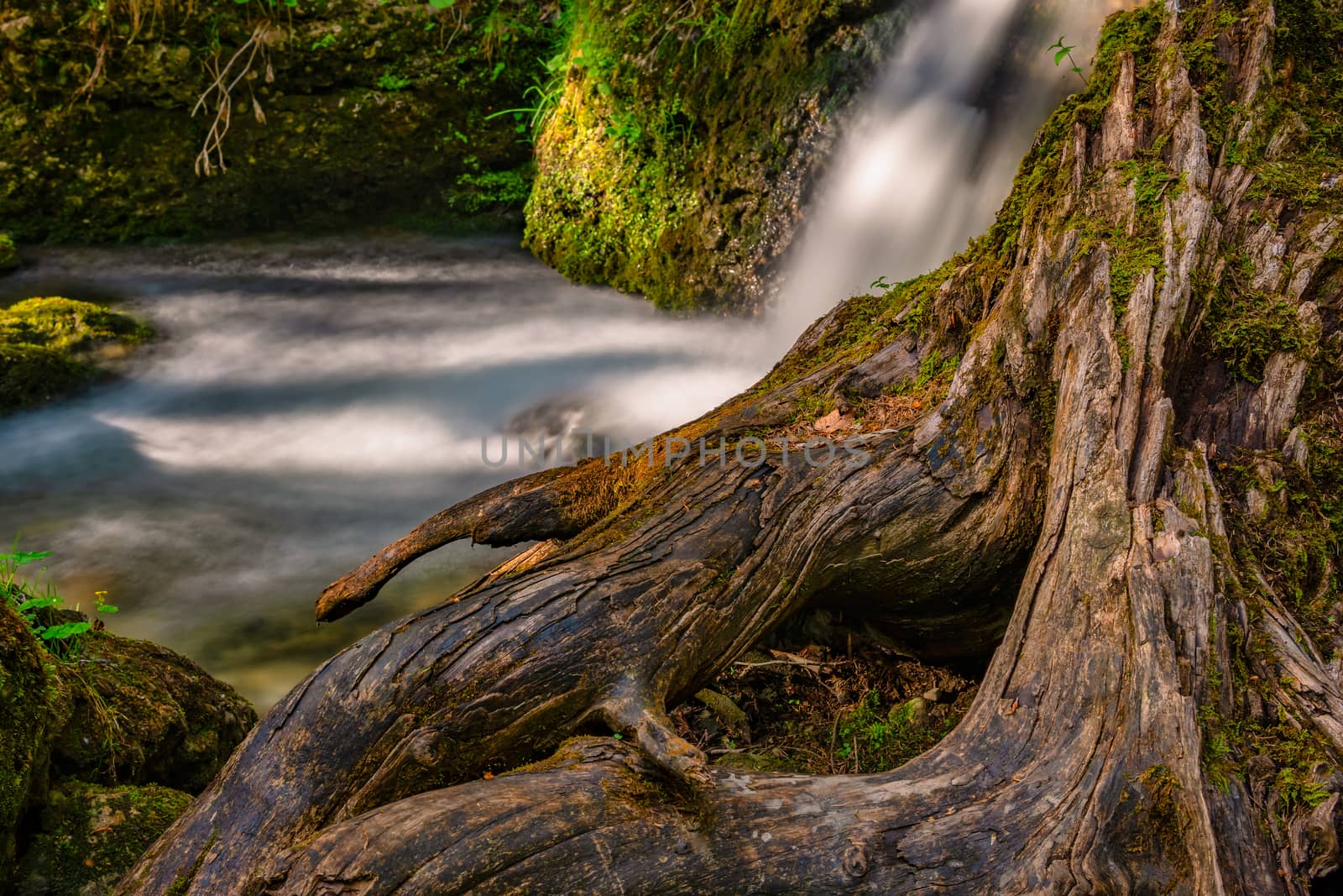 The beautiful Hinanger waterfall, a popular hike in the Allgau near Sonthofen