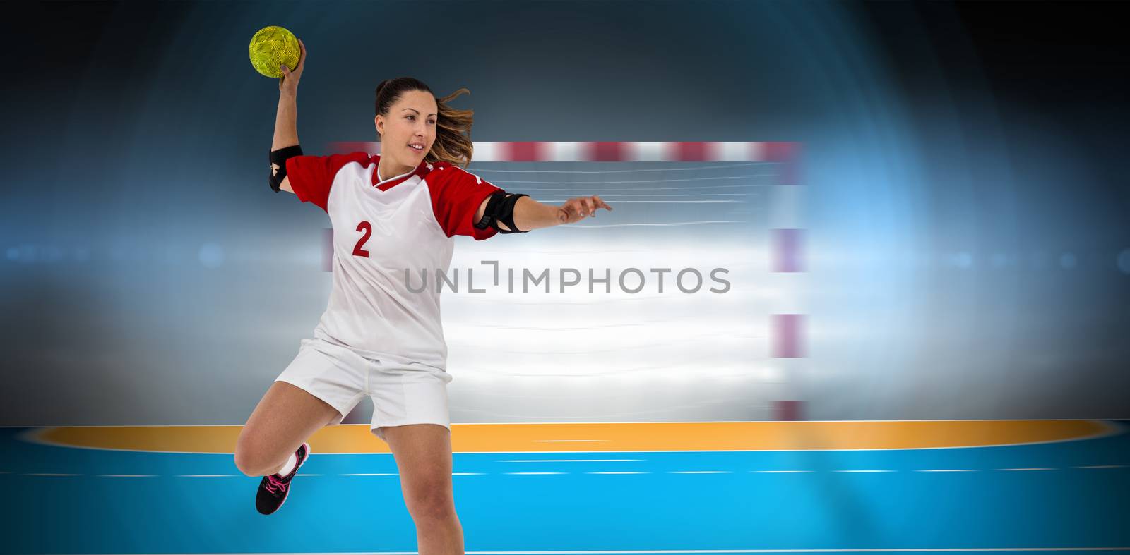 Composite image of sportswoman throwing a ball by Wavebreakmedia
