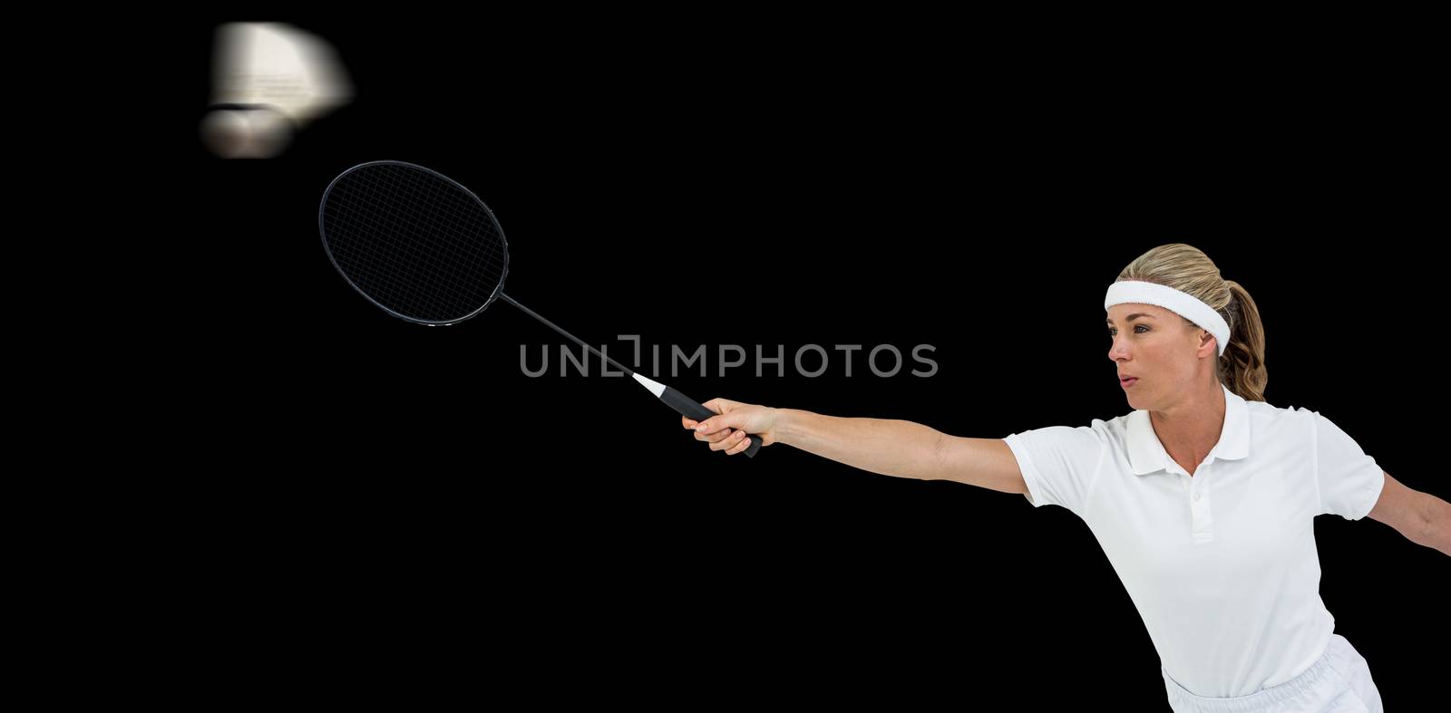 Female athlete playing badminton by Wavebreakmedia