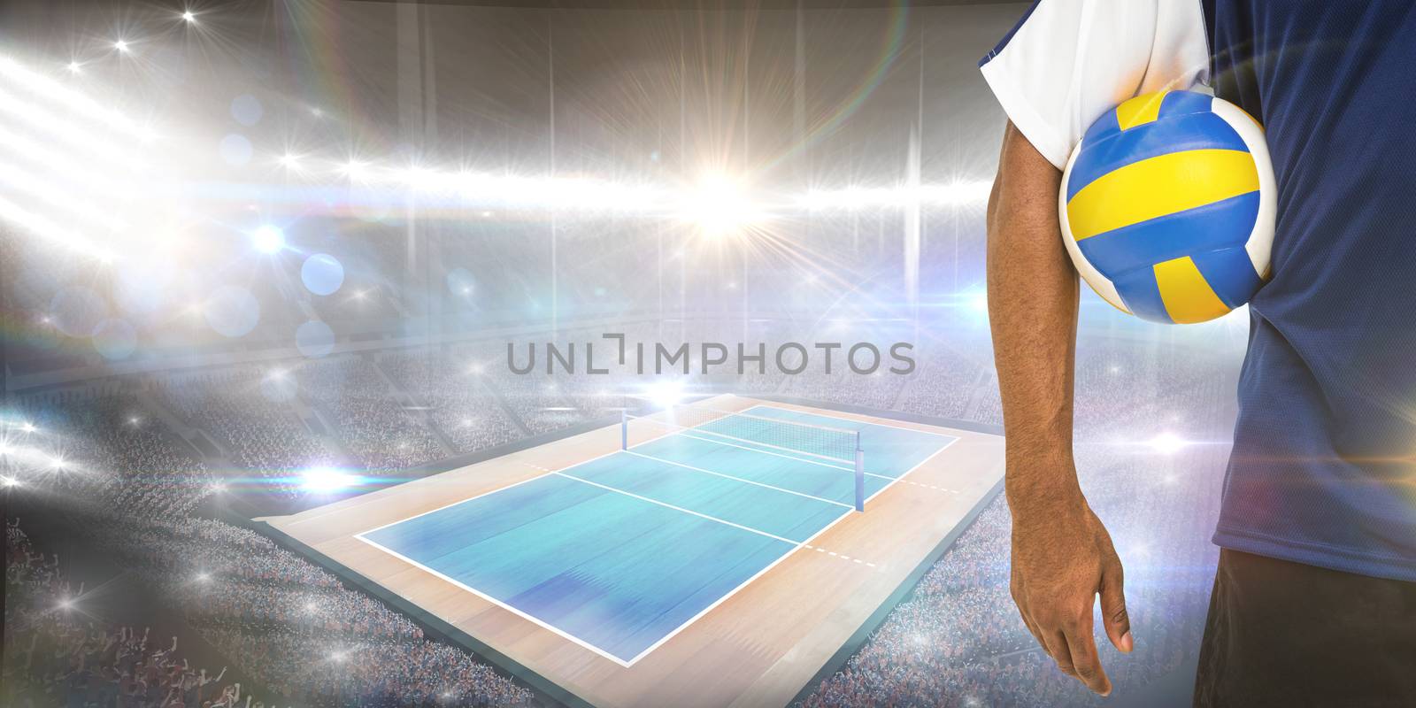 Composite image of mid-section of sportsman holding a volleyball by Wavebreakmedia