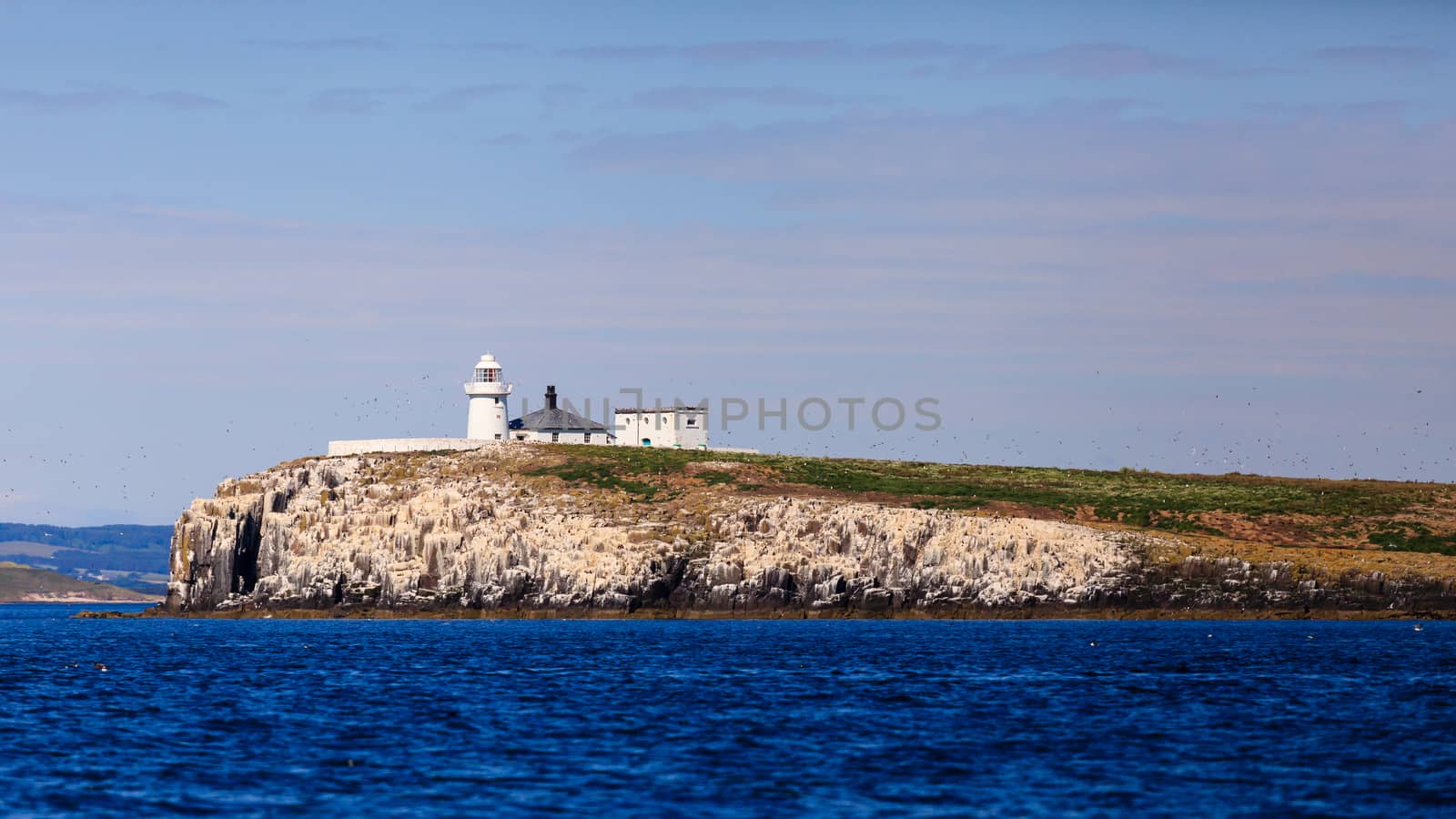This lighthouse is situated on the Inner Farne Islands on the Northumberland Coast in Northern England.