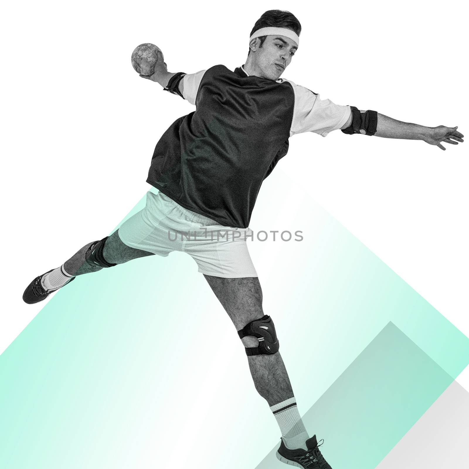 Sportsman throwing a ball against different colors