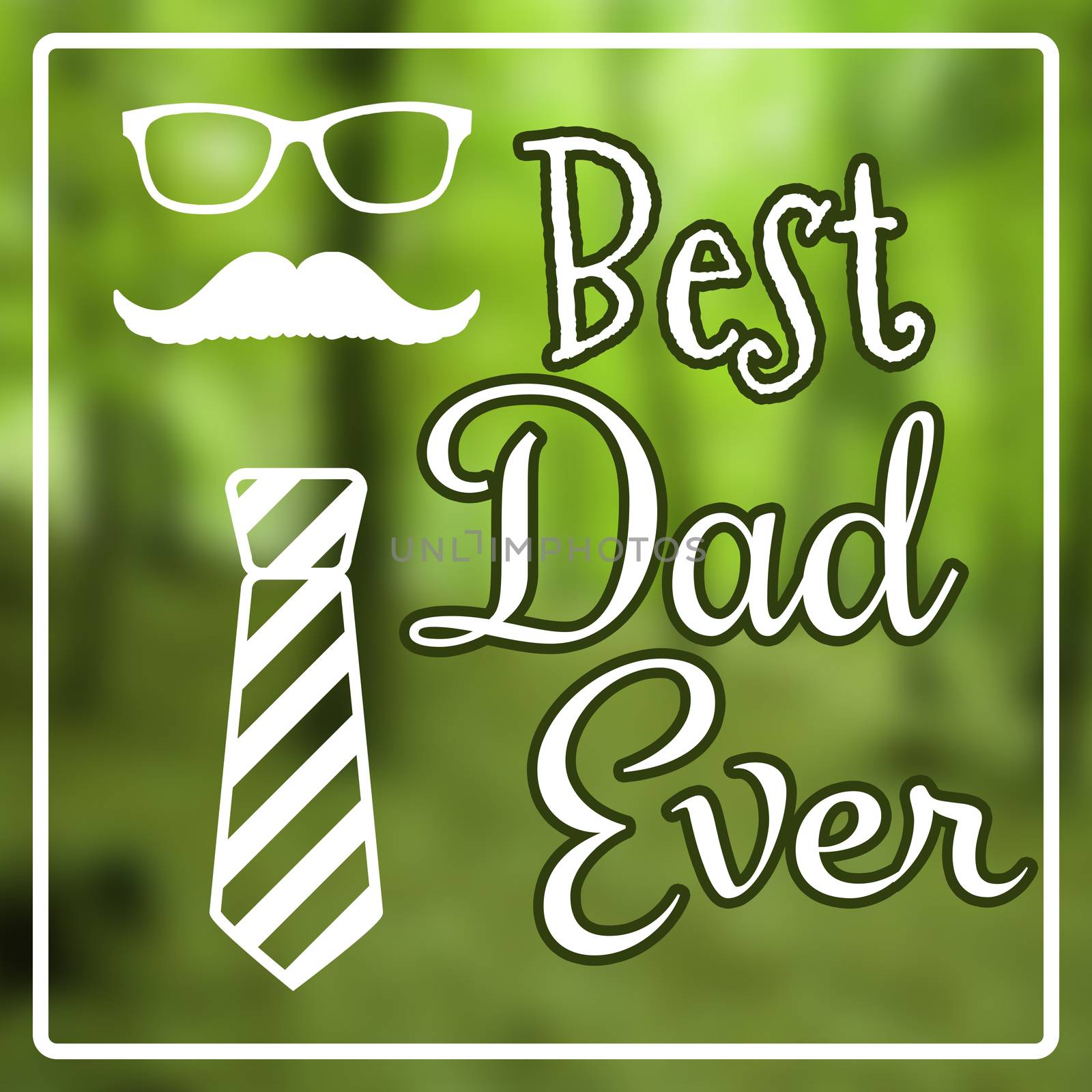 Icon of mustache and tie against trees in the autumnal forest
