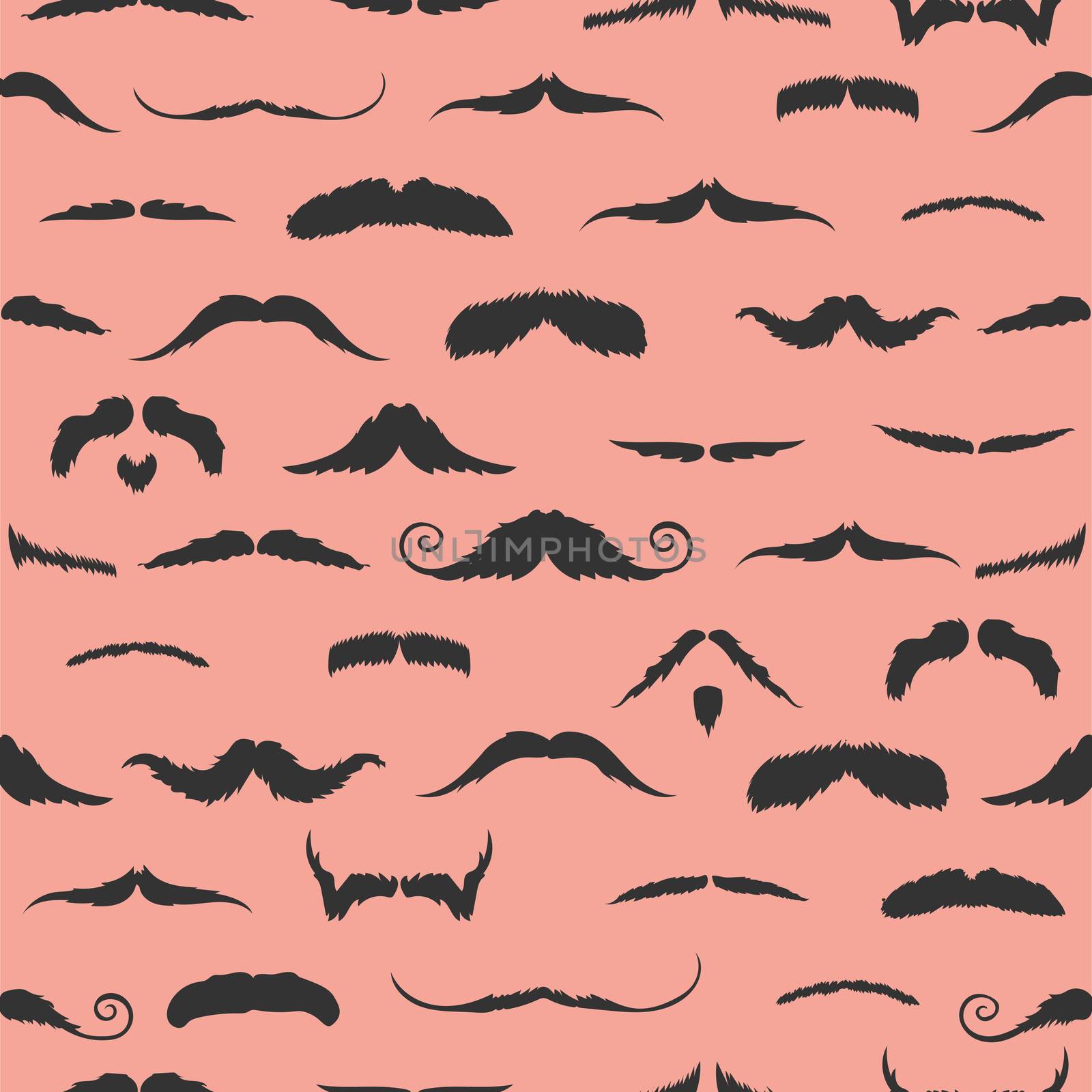 Mustaches against salmon background