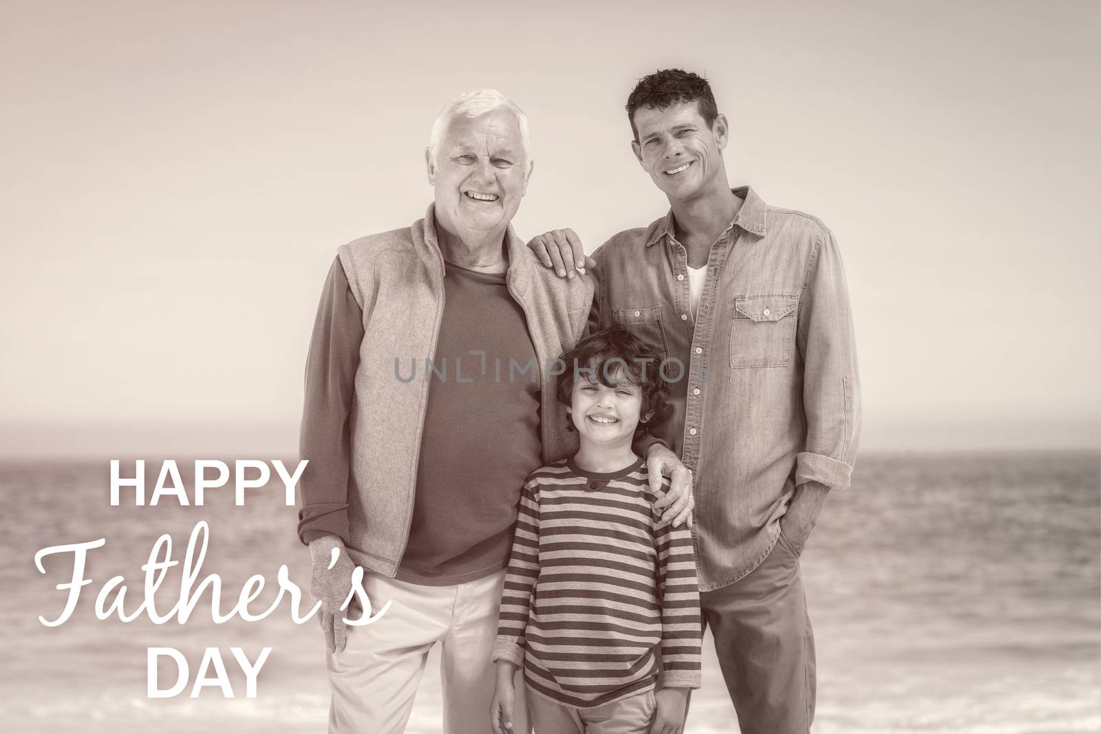 Happy fathers day against photograph of family