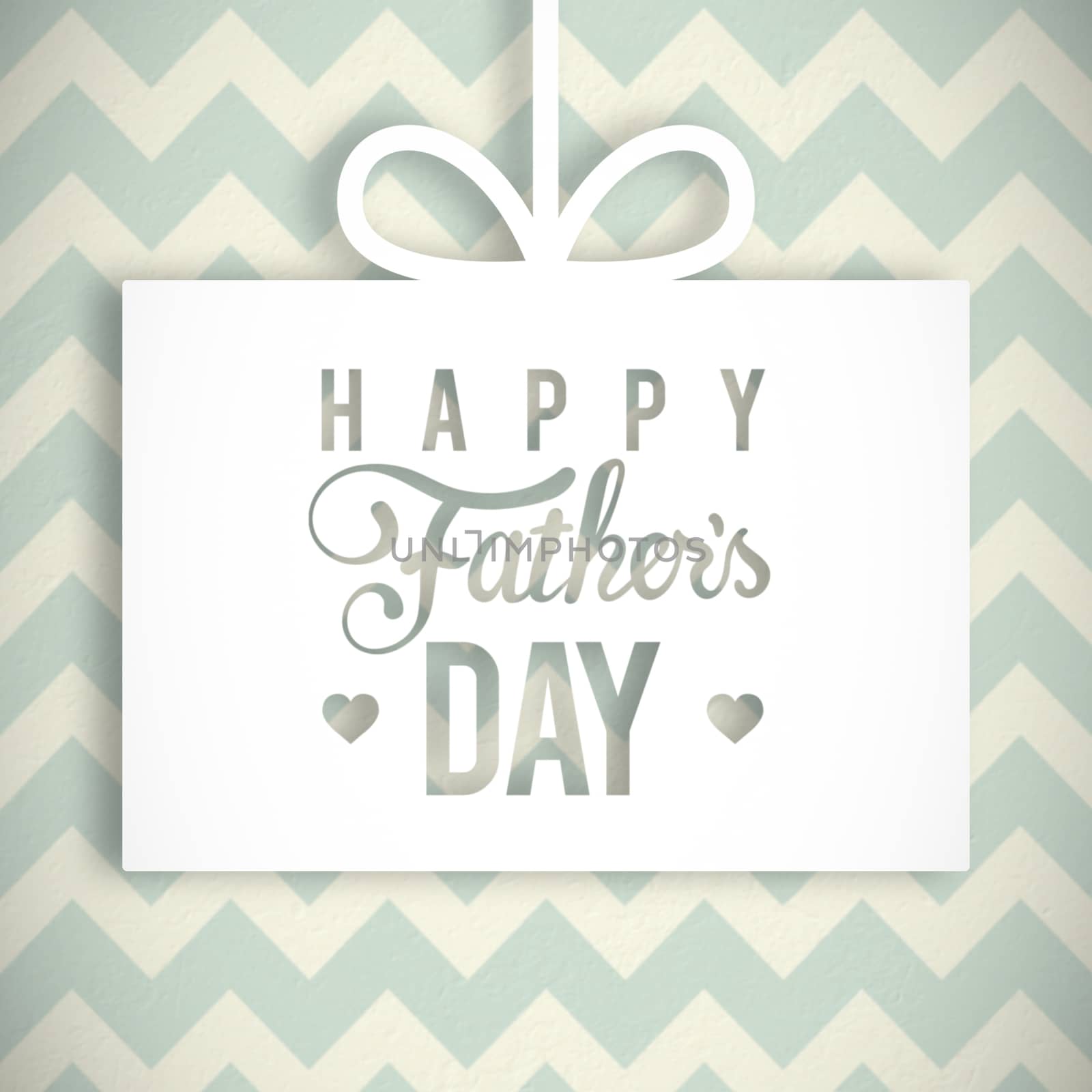 Fathers day greeting against blue and cream patterned wallpaper