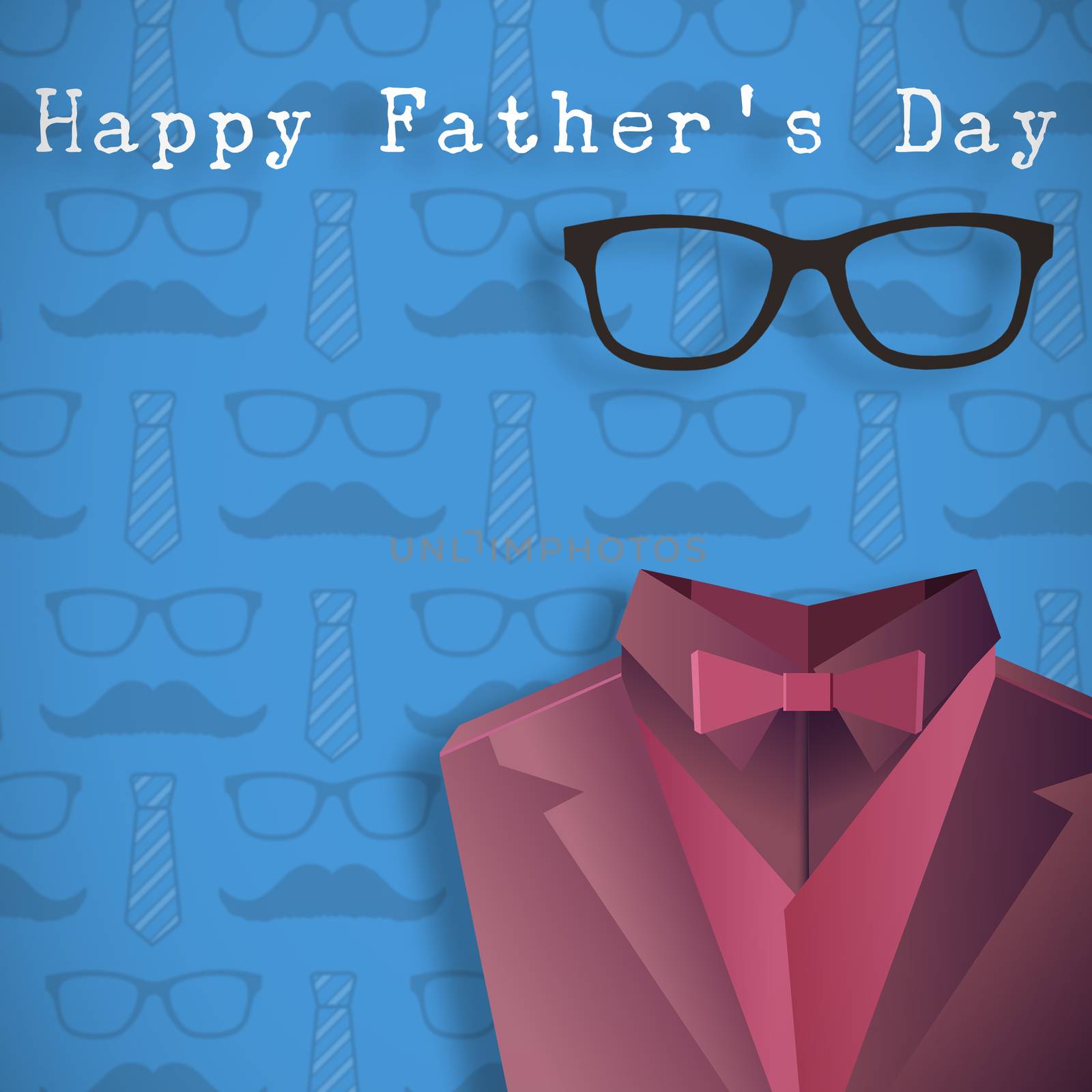 Word happy fathers day against digitally generated icon of a buste