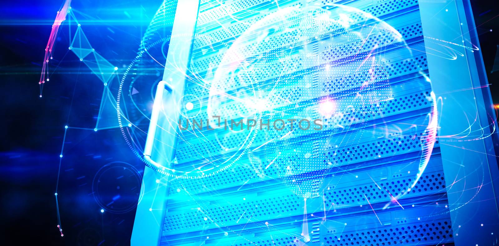 Composite image of global technology background in blue by Wavebreakmedia