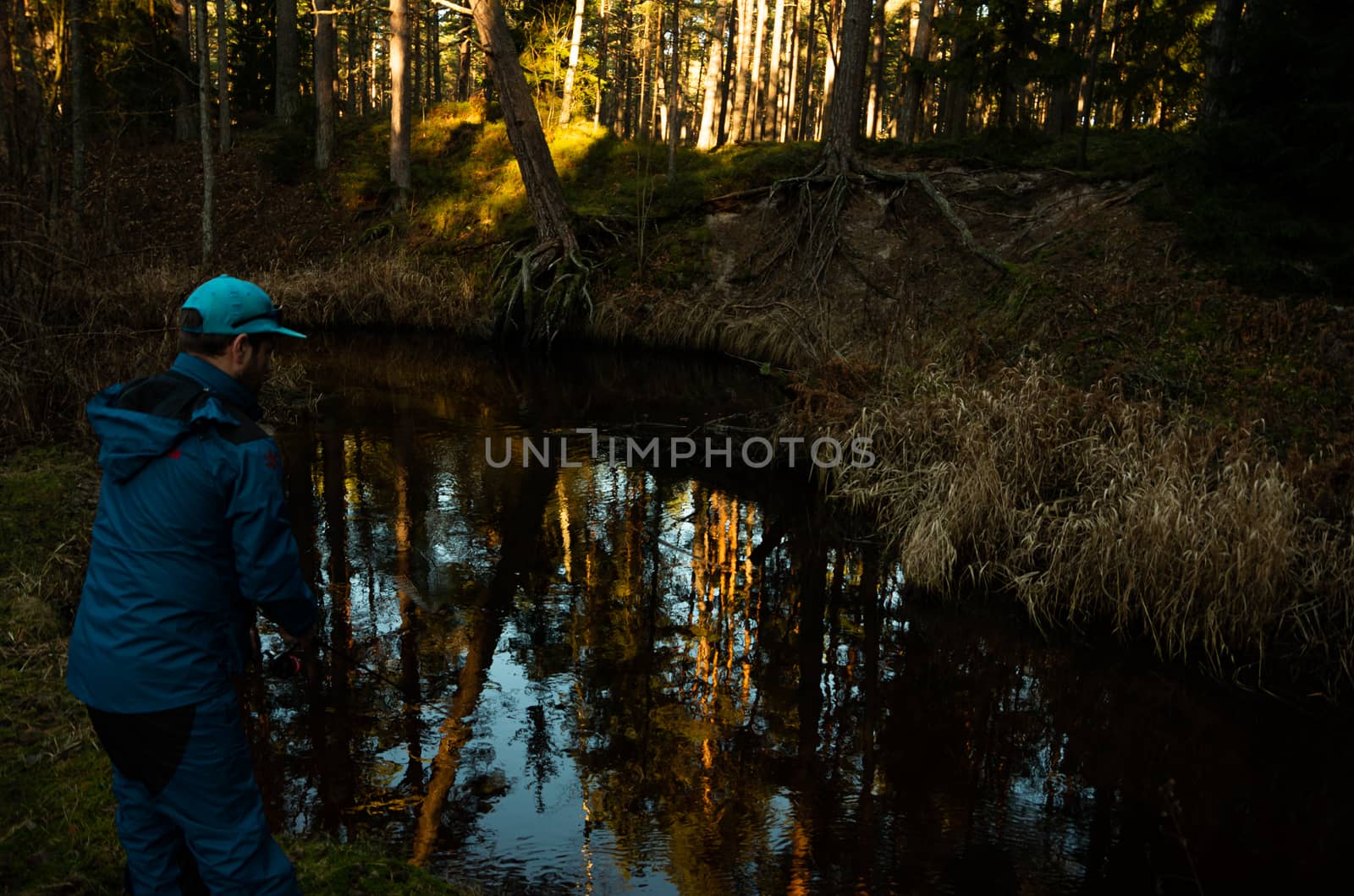 Fisherman angler  fishing forest river blue costume by Oskars