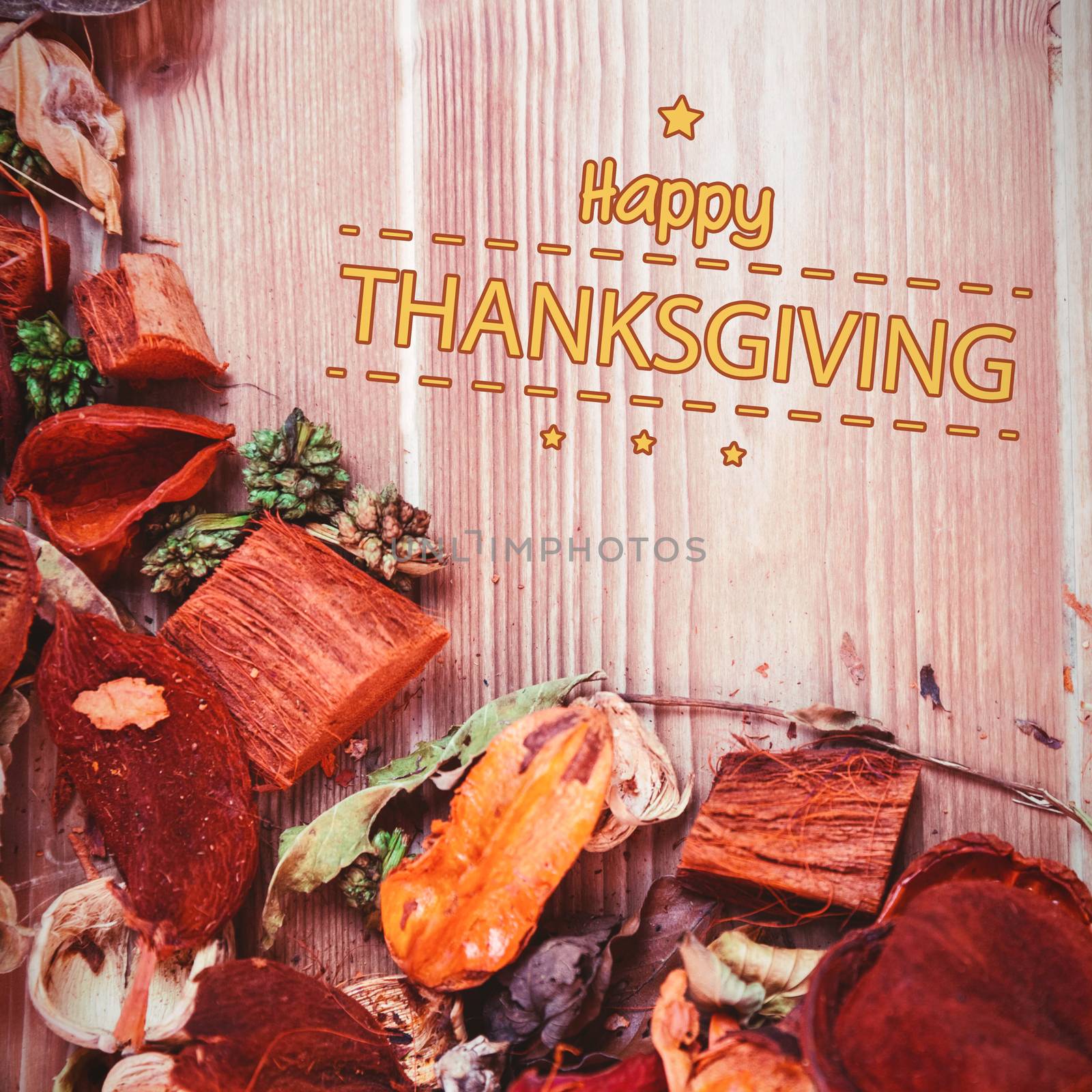 Happy thanksgiving against thanksgiving decoration