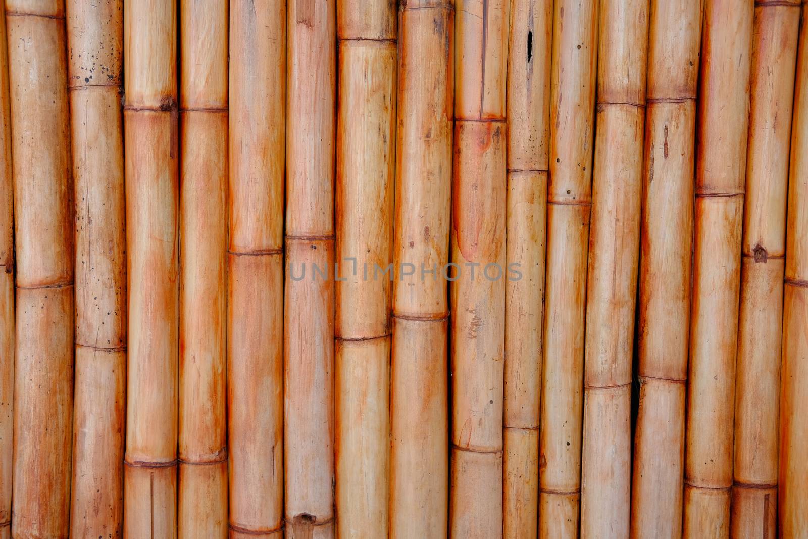 Close up of Bamboo wall or Bamboo fence texture. Old brown tone natural bamboo fence texture background