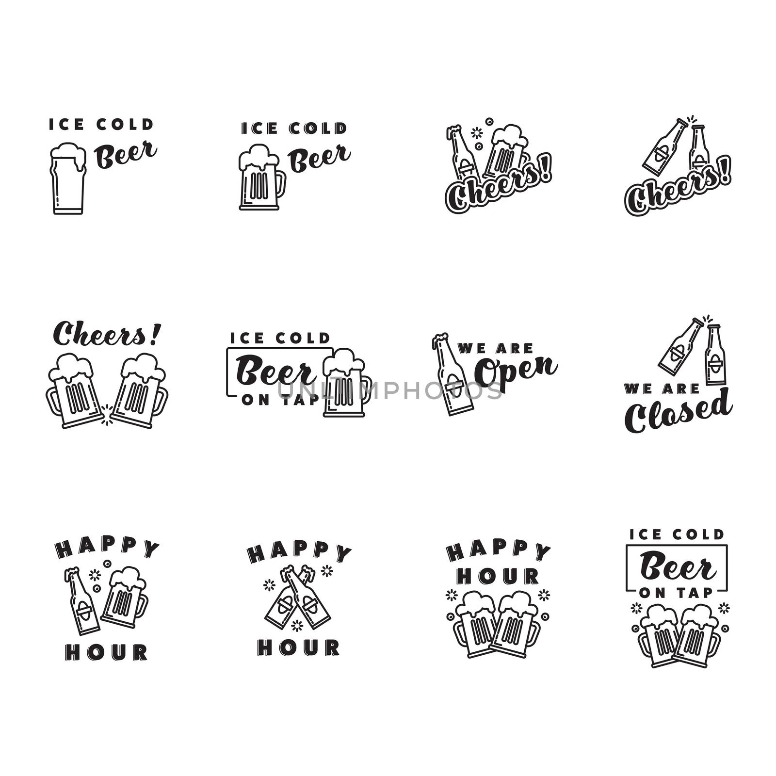 Vector set of beer on white background