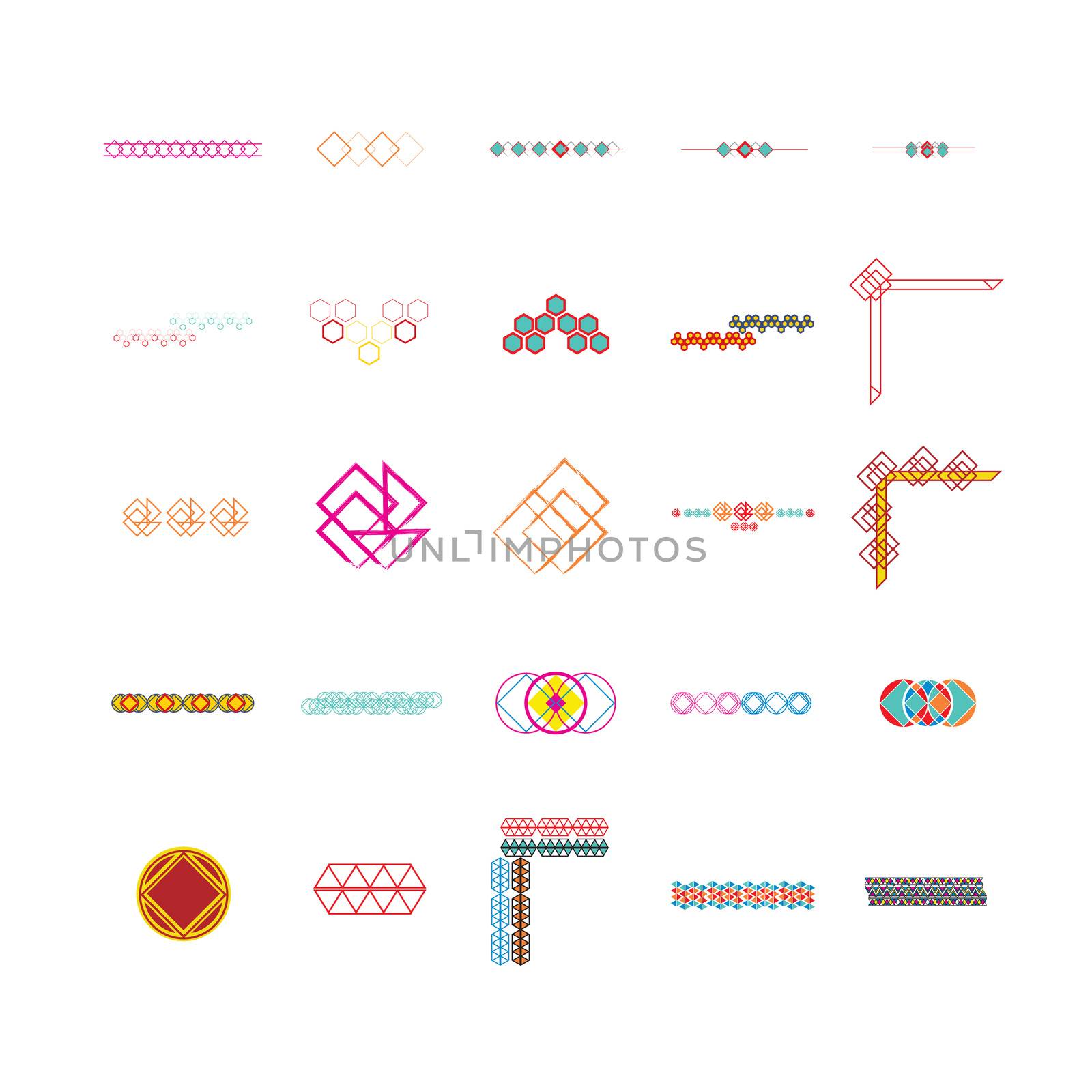 Vector icon set for pattern on white background