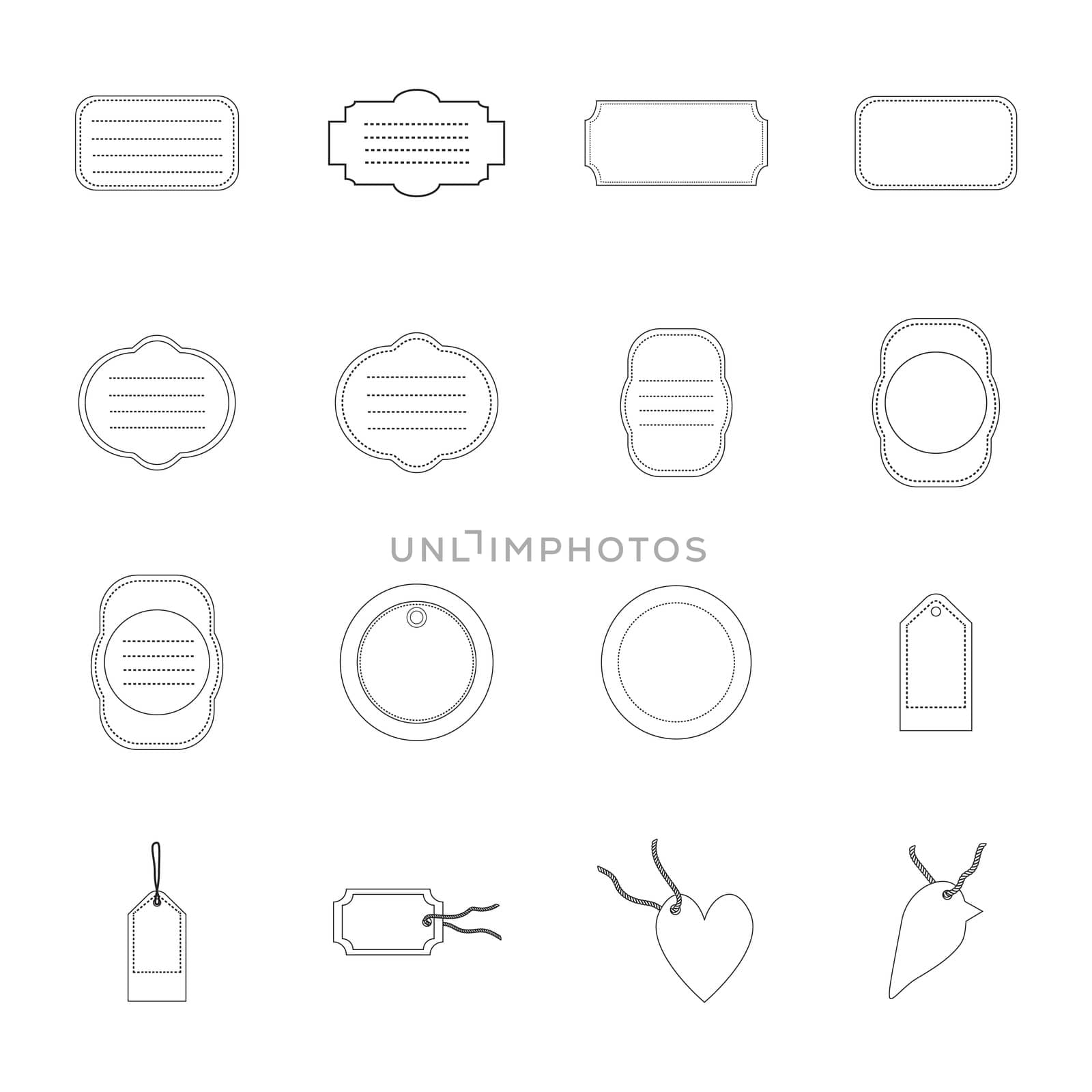 Vector icon set for various tag on white background