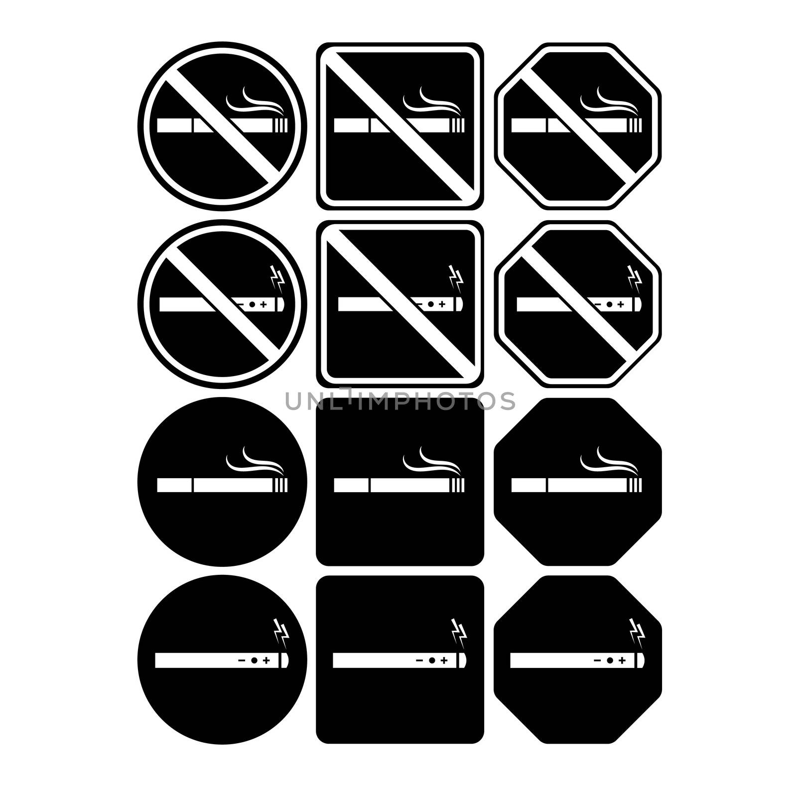 Vector icon set of no smoking and smoking allowed on white background