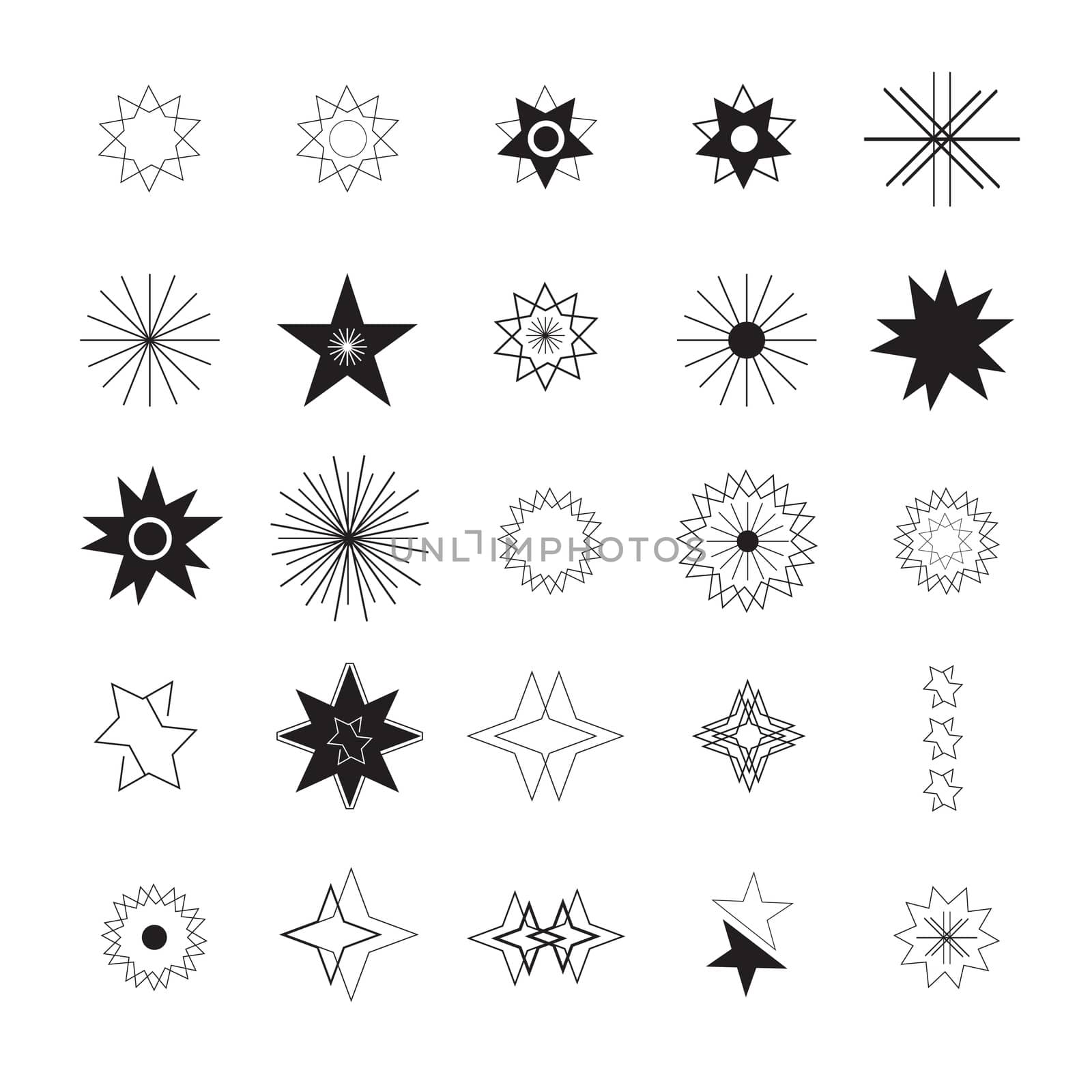 Star shape vector icon set against white background