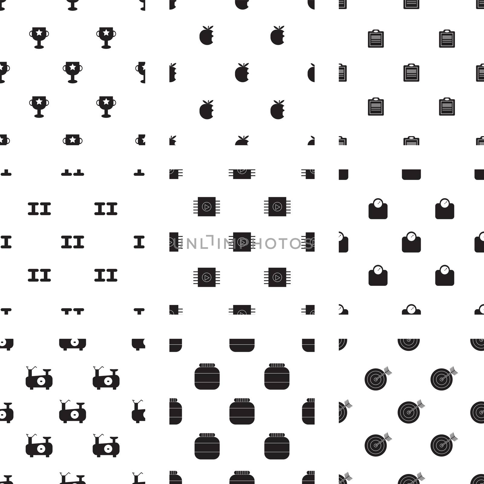 Vector icons set for exercise and diet on white background