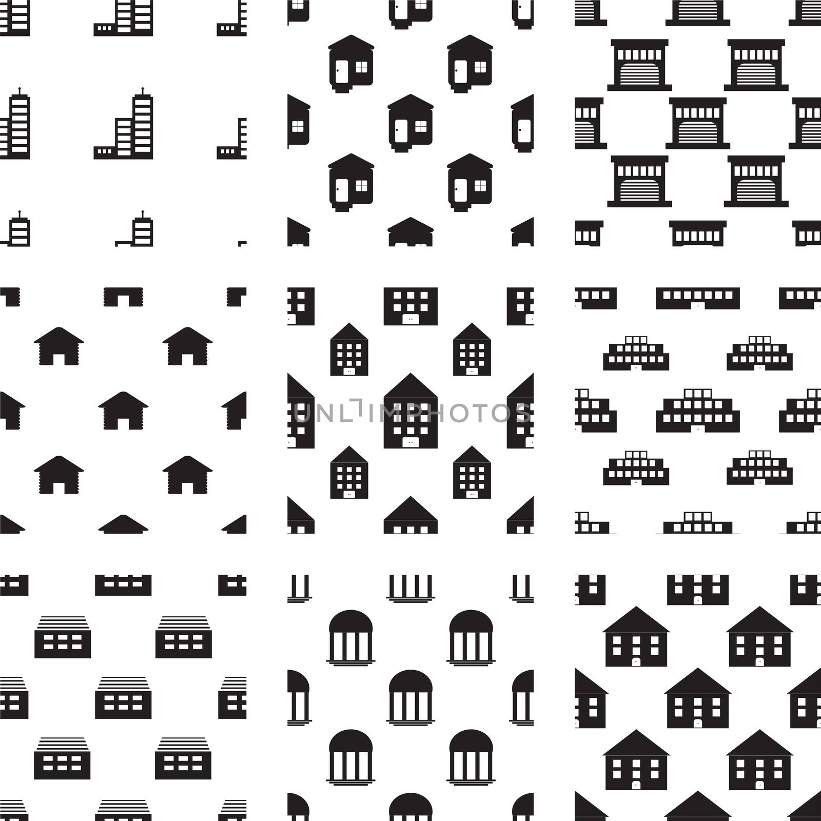Vector icons set for building on white background
