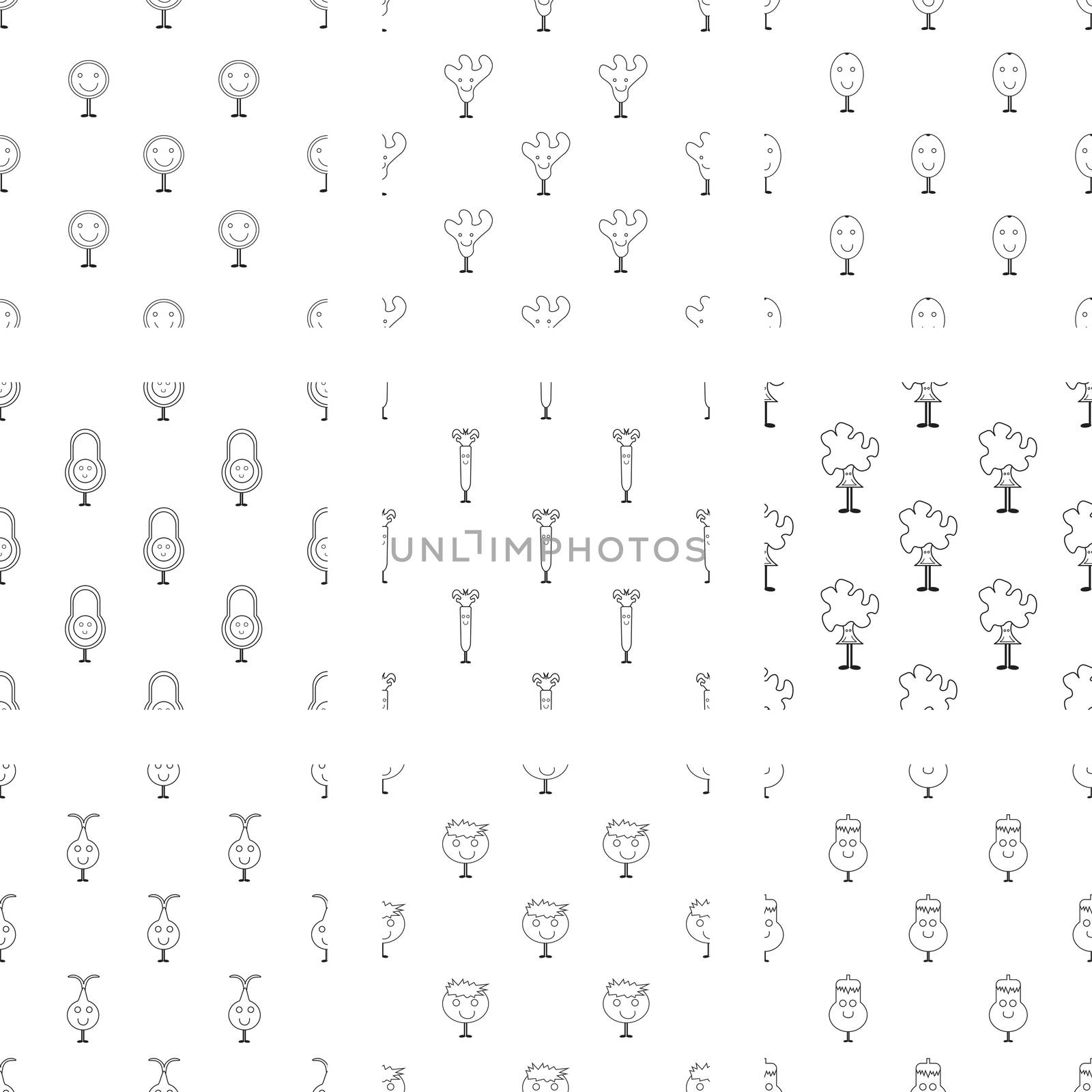 Vector icons of smiley faces on white background