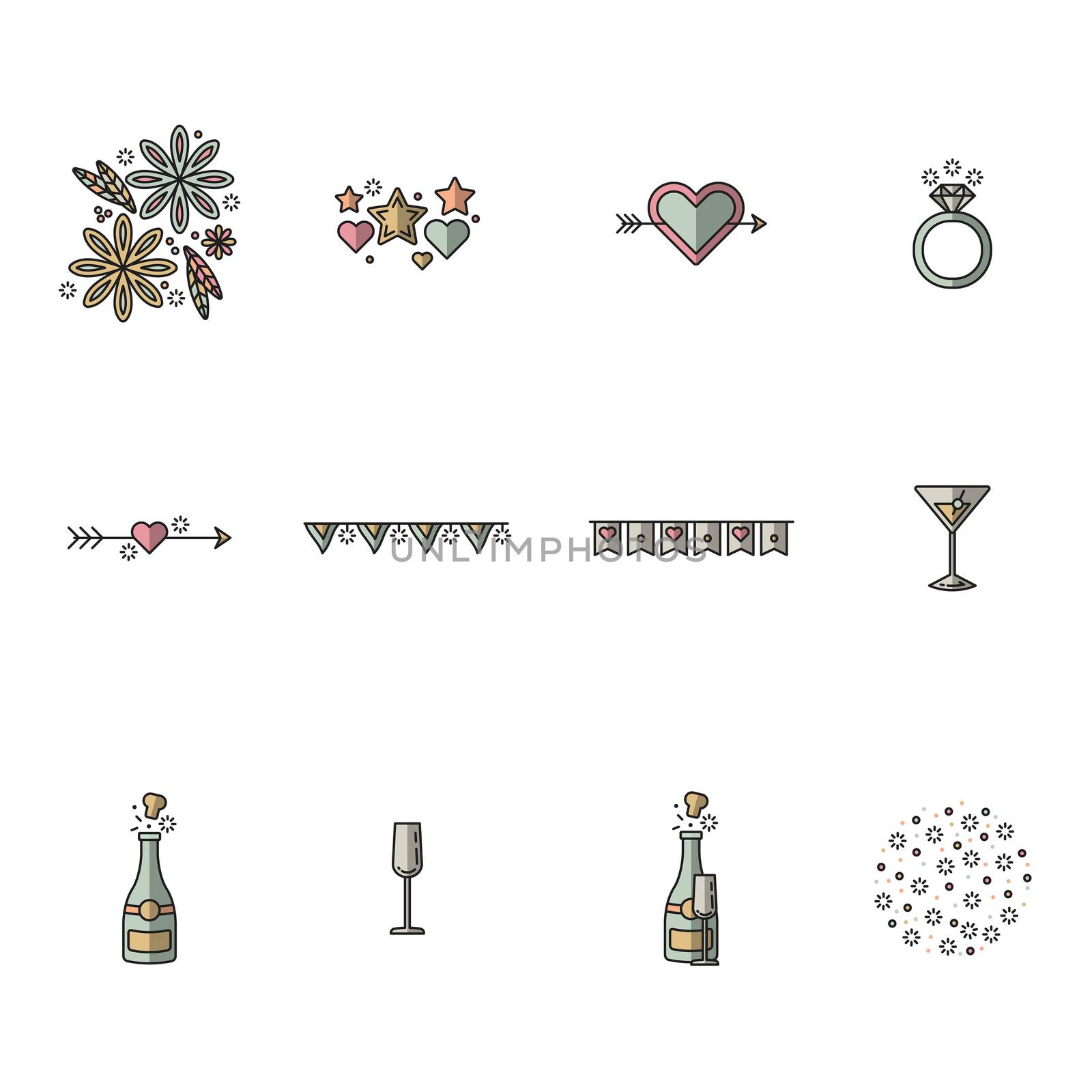Vector set of celebration on white background