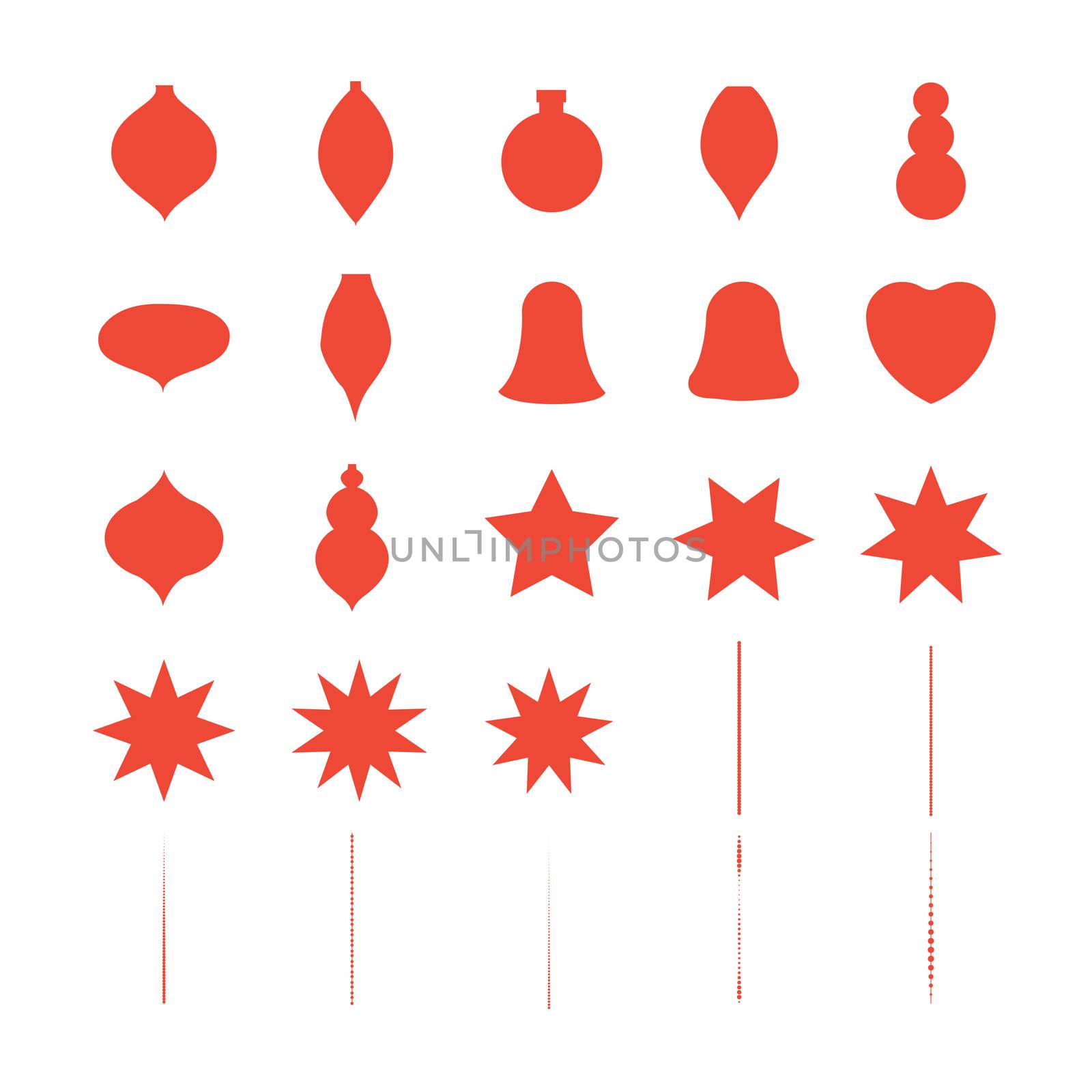 Vector icon set for christmas decoration on white background