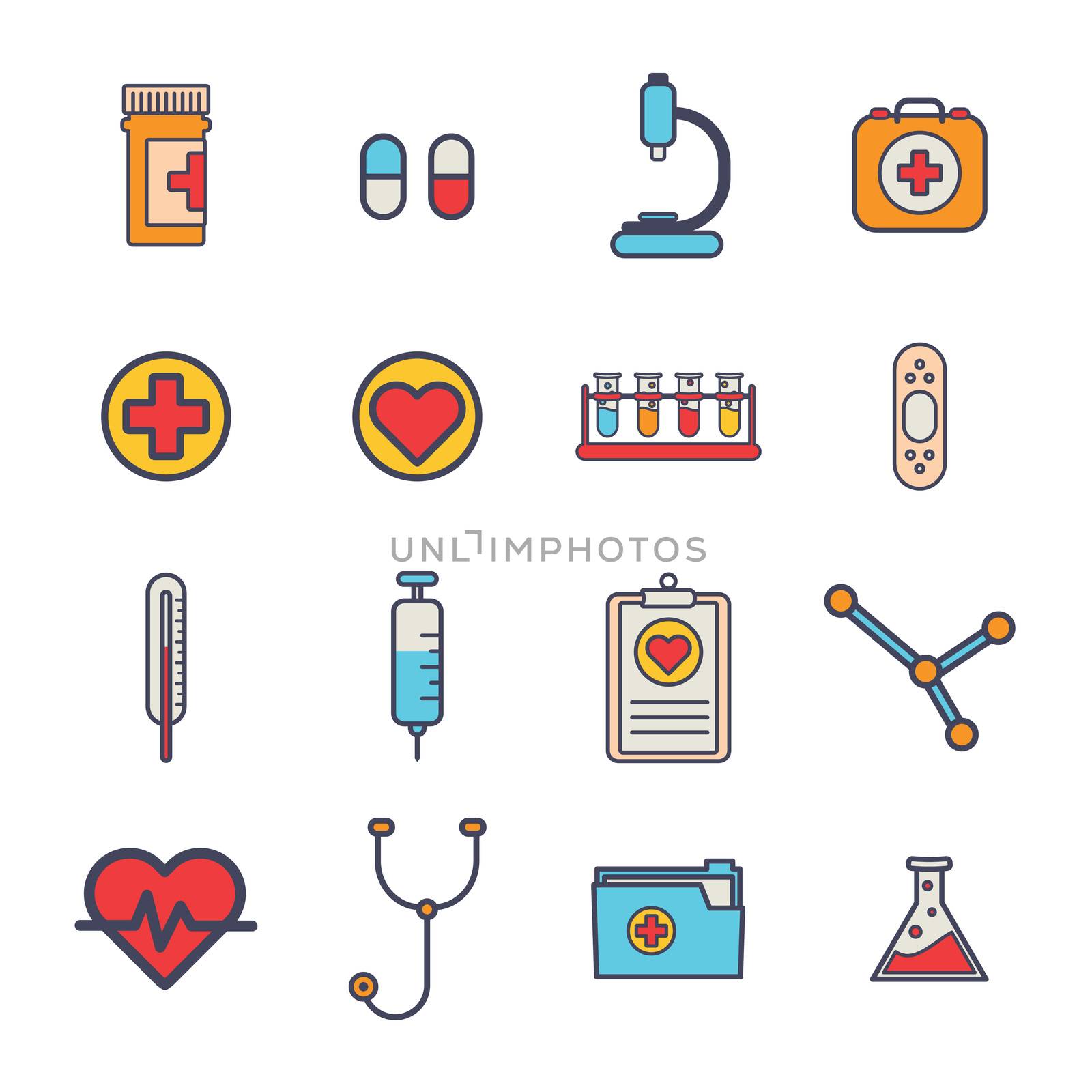 Medical vector icon set on white background