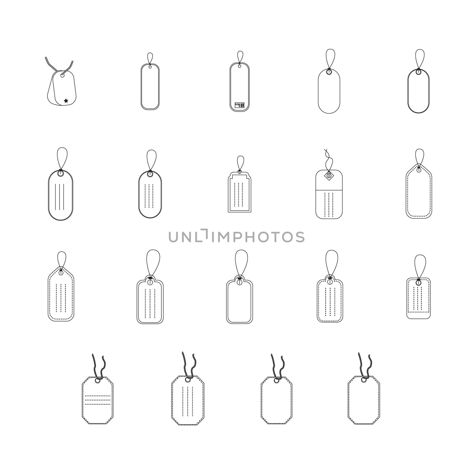 Vector icon set for various tag on white background