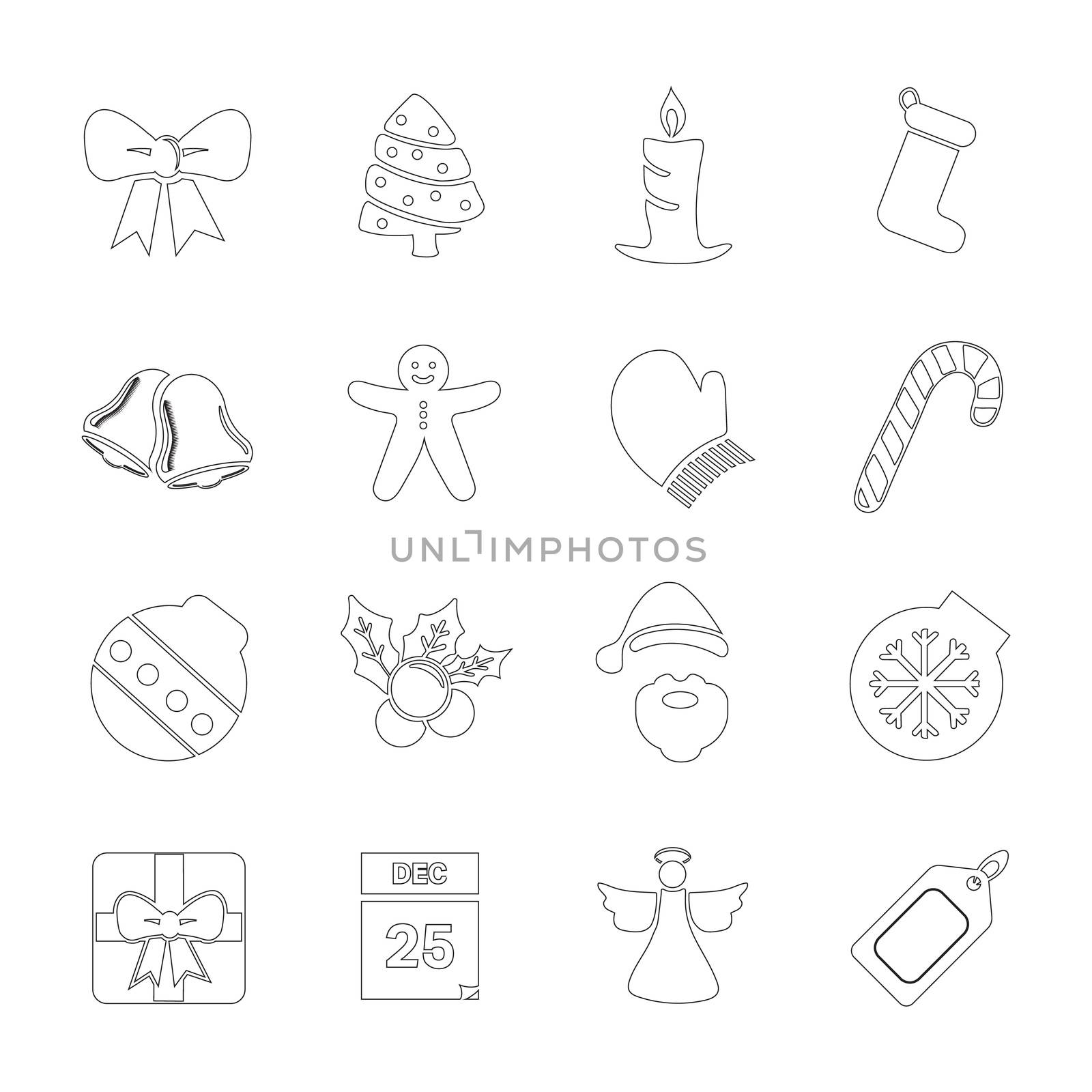 Vector icon set for christmas on white background