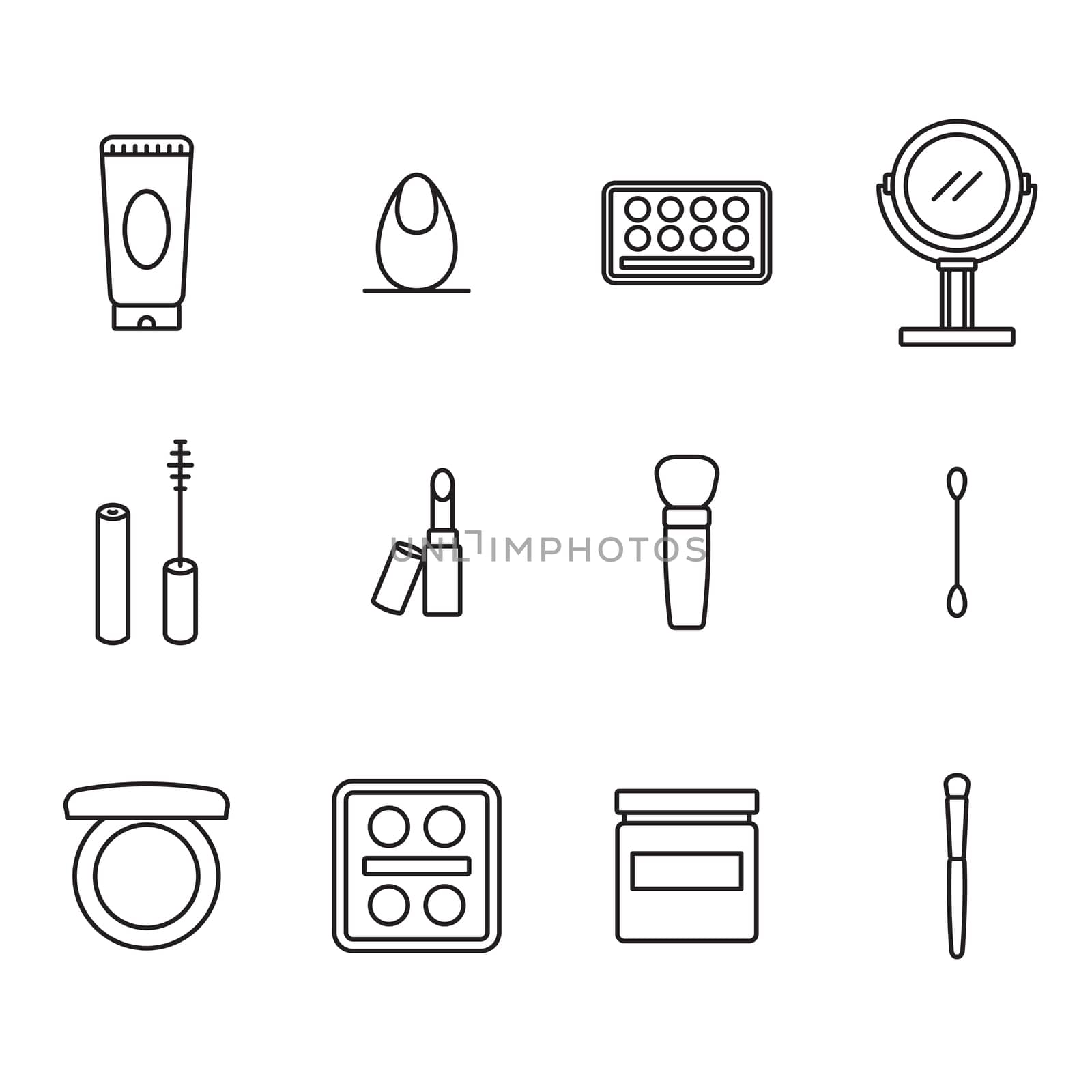 Vector icon set for cosmetics on white background
