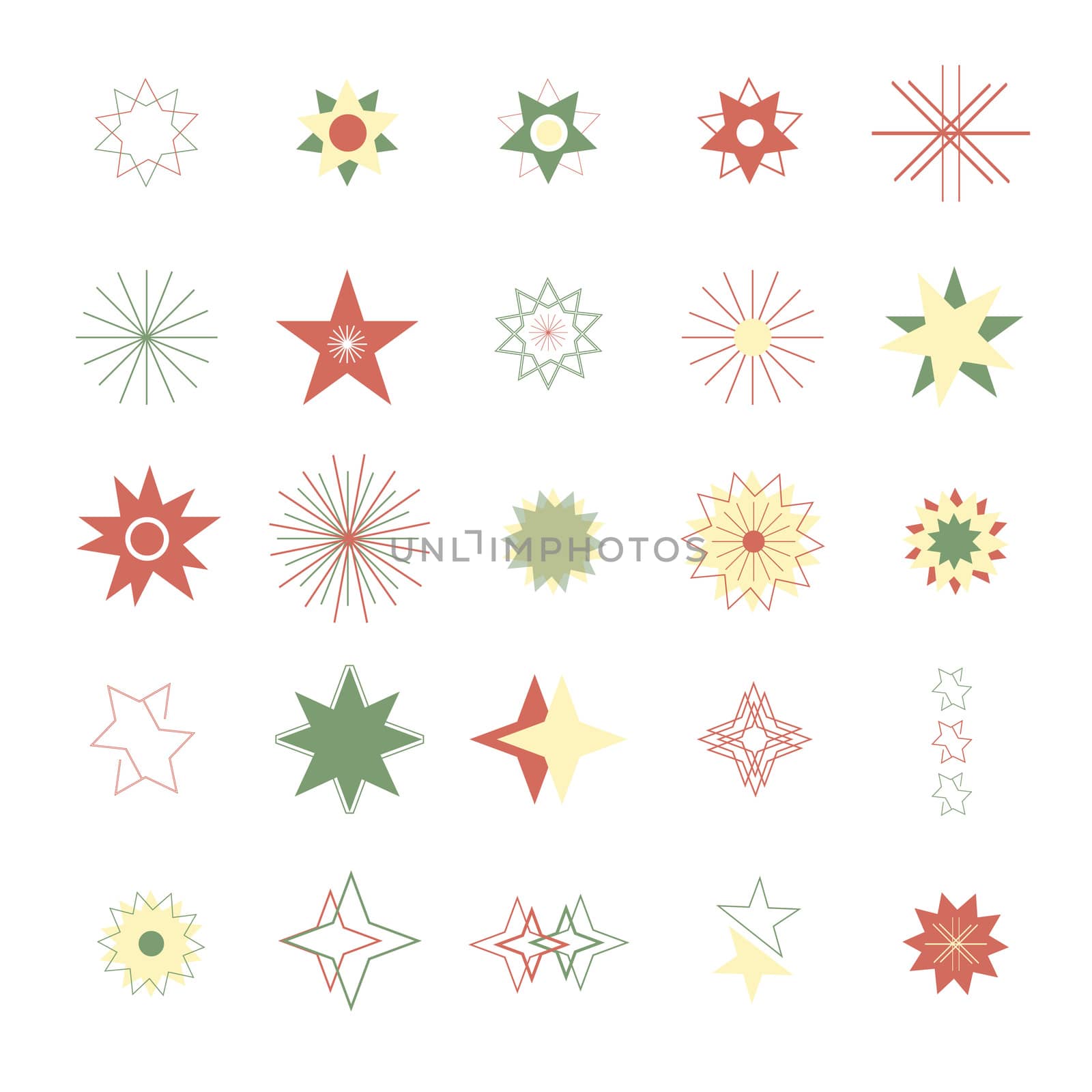 Star shape vector icon set on white background